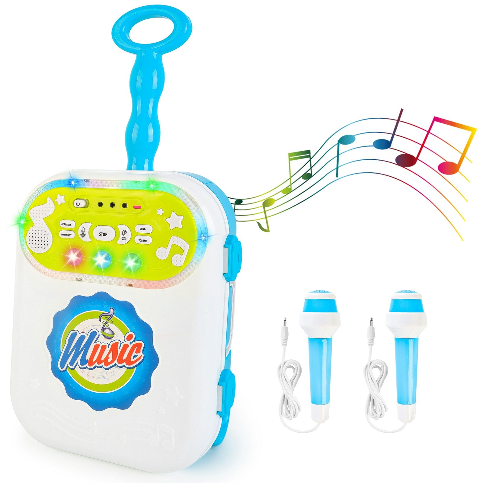 Deao Toys Blue Karaoke Machine 2 Mic Carry Case Play Set - 3+