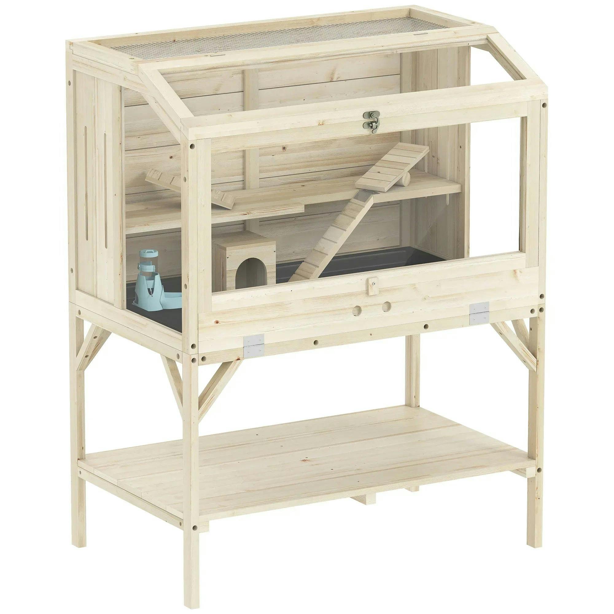 B&Q - Wooden Hamster Cage2 Tier Hamster Habitat With Storage Shelf - Image 4