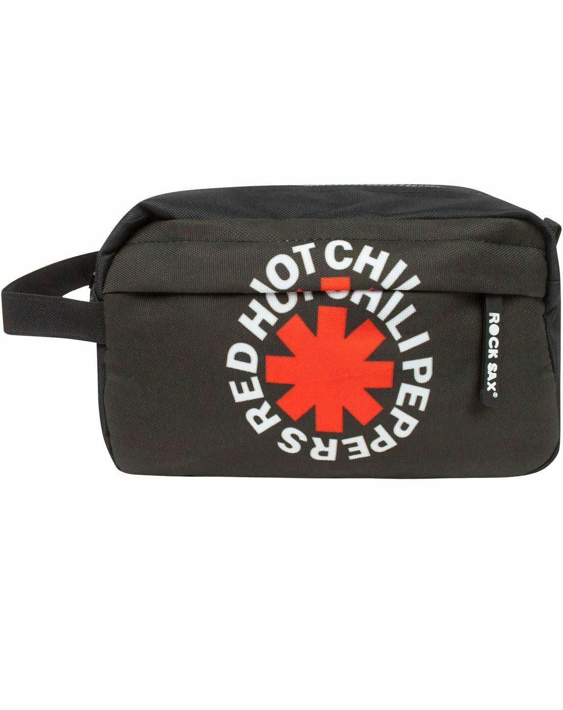 Vanilla Underground Unisex Black/Red Rock Sax Hot Chilli Peppers Logo Wash And Toiletry Bag (One Size)