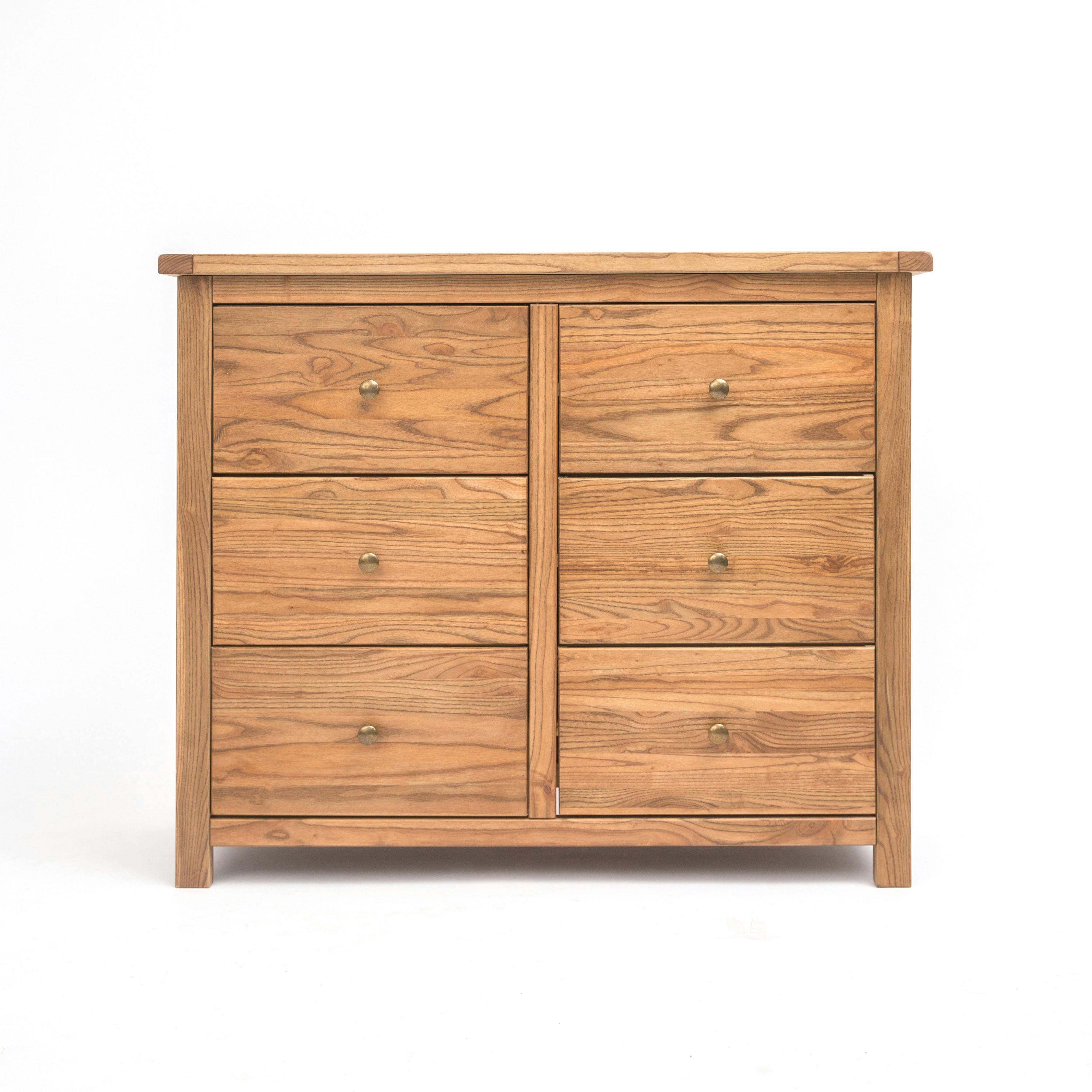 Cabinet Bits Light Trivento 6 Drawer Chest Of Drawers Brass Knob - Natural