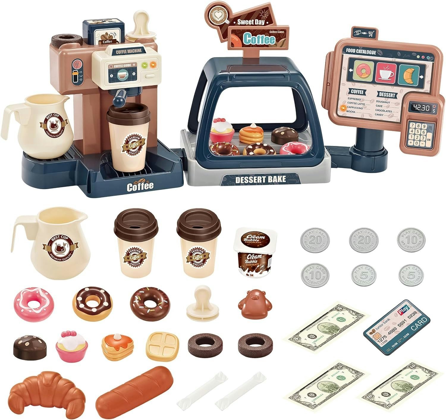Deao Toys Pretend Kitchen Play Store Coffee Playset - 3+