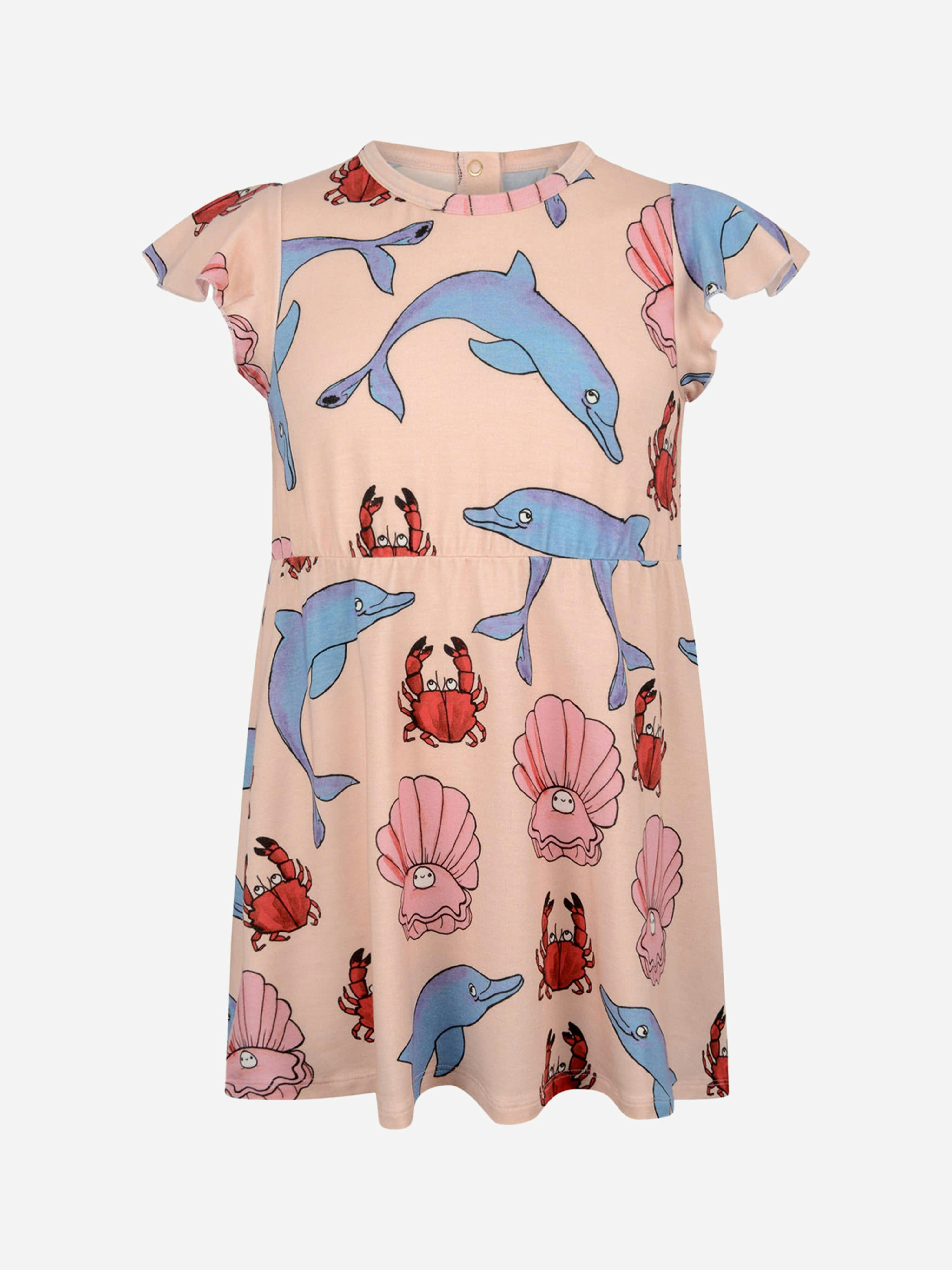 Mini Rodini Girls Pink Cotton Dolphin Print Dress - 1 - 3 Mths