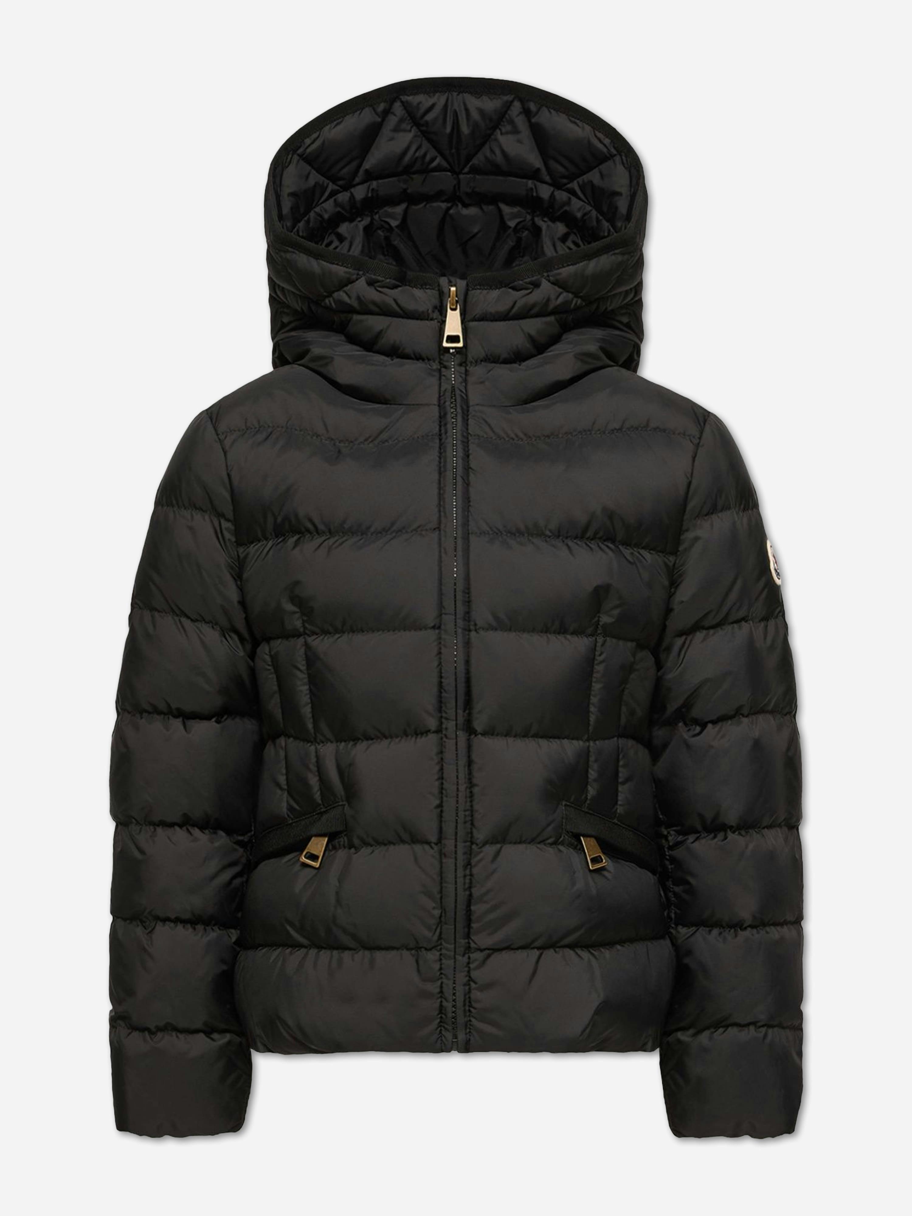 Moncler Enfant Girls Black Down Padded Avoce Jacket In - 12 Yrs