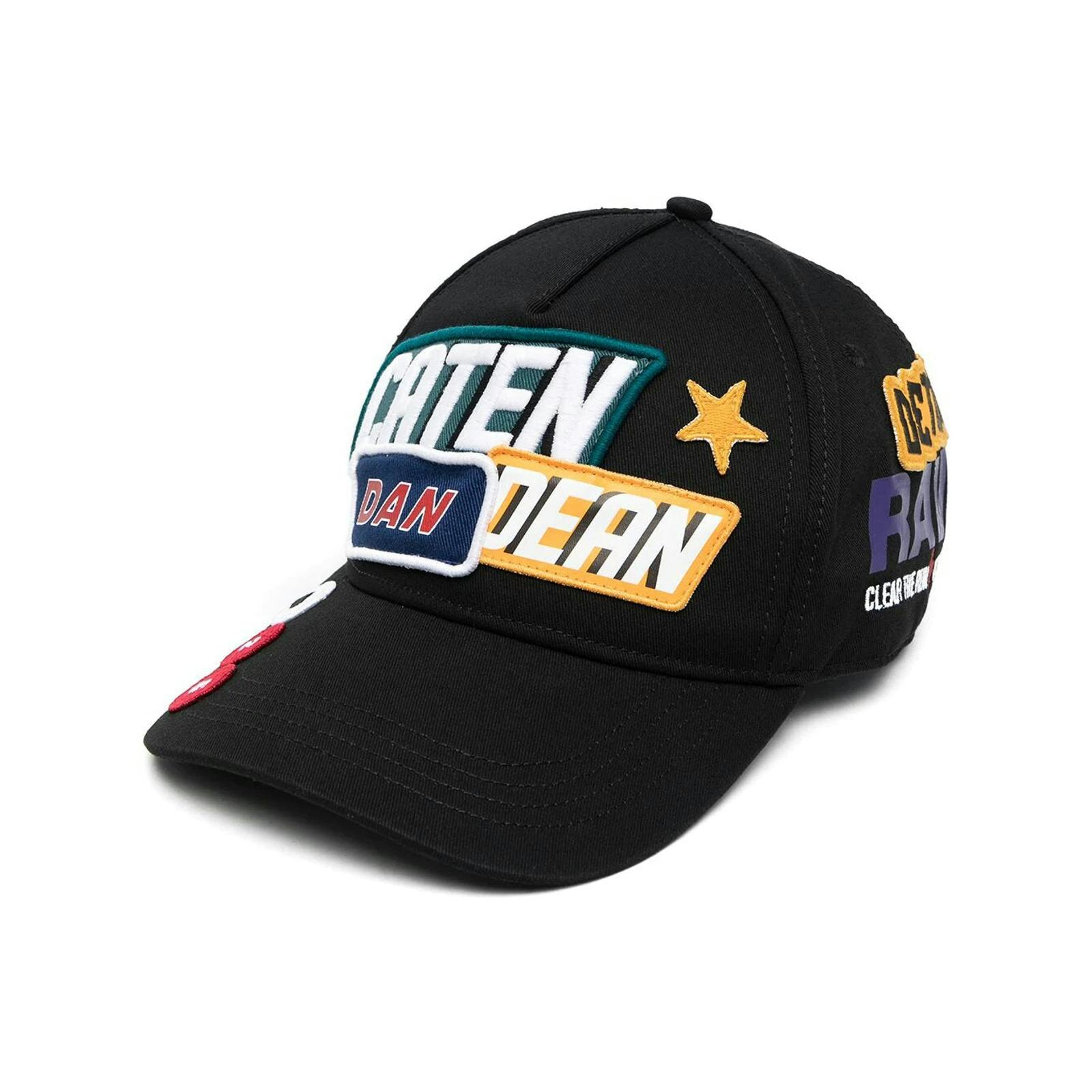 Dsquared Black Traveller Patchwork Cap In - One Size