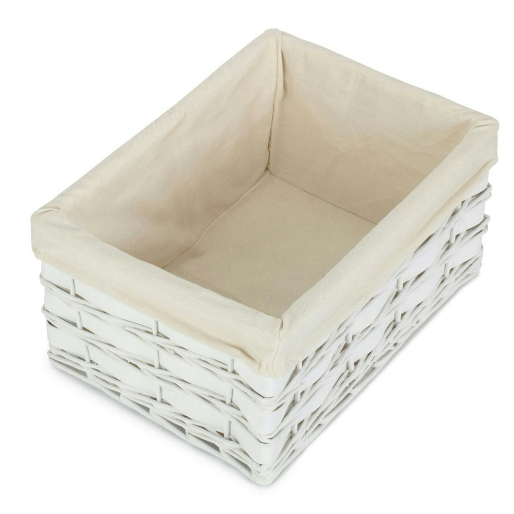 Red Hamper Red/White Hamper Whitewash Scandi Storage Basket With Lining - Extra Large