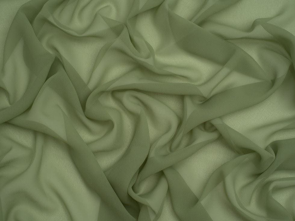 Minerva Core Range Light/Green Minerva Sheer Chiffon Fabric - Plain Design Dressmaking Fabric, 110 Cm / 44" Wide - Per Metre - Dusky