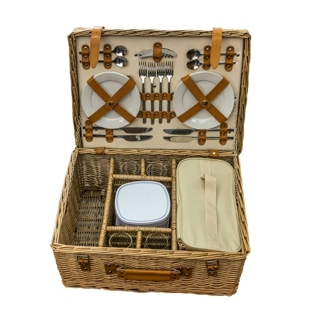Red Hamper Blenheim Deluxe Fitted Wicker Picnic Basket - 4 Person