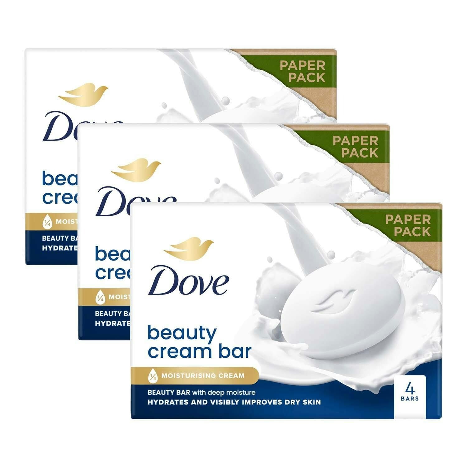 Dove Orignal Moisturising Beauty Cream Bar For Soft & Smooth Skin, 4X90g, 4 Pack - Image 3