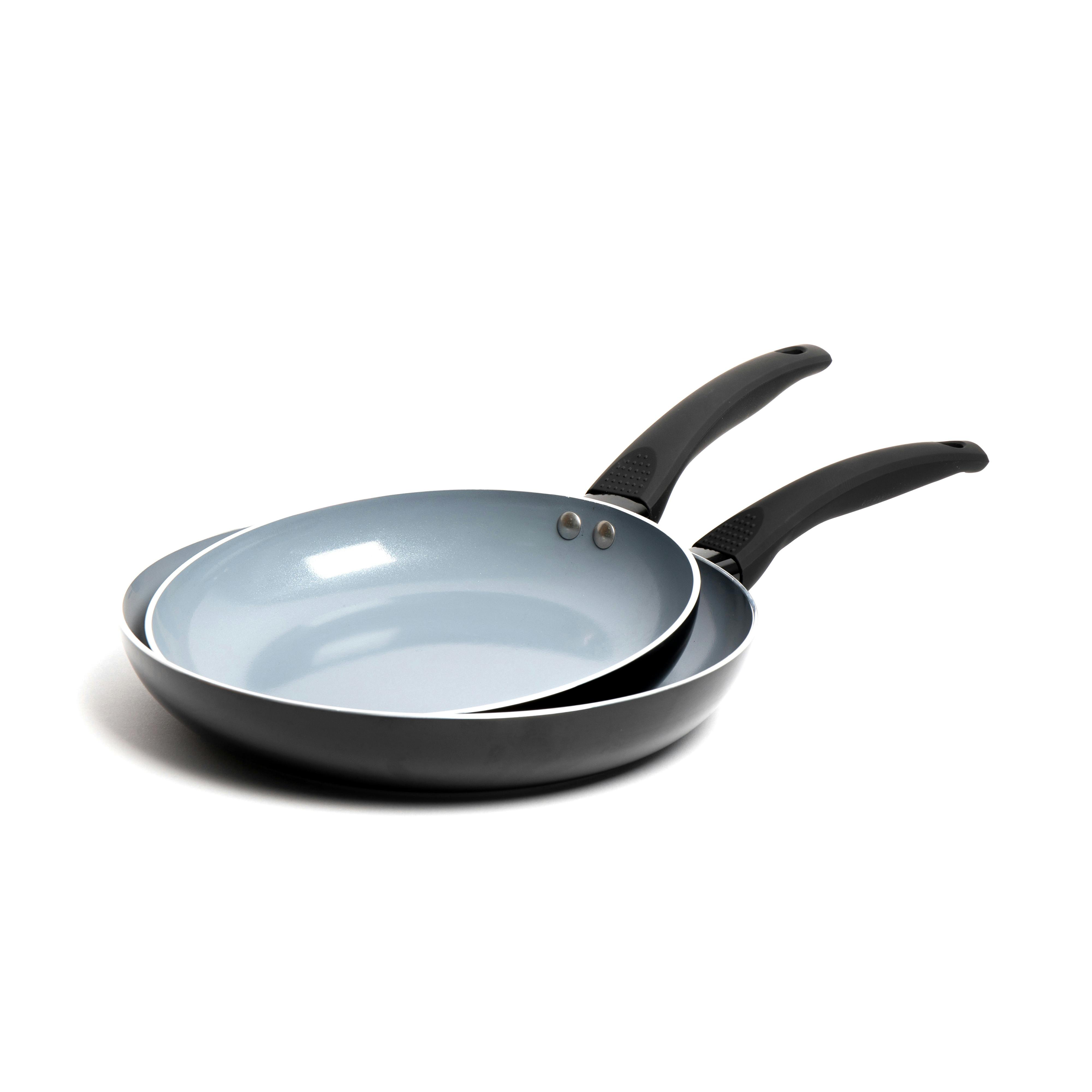 Rackhams Black 2Pc Ceramic Non-Stick Eco Frying Pan Set With 2X Induction-Safe Frying Pans, 24Cm And 28Cm - Aluminum - Frying Pans