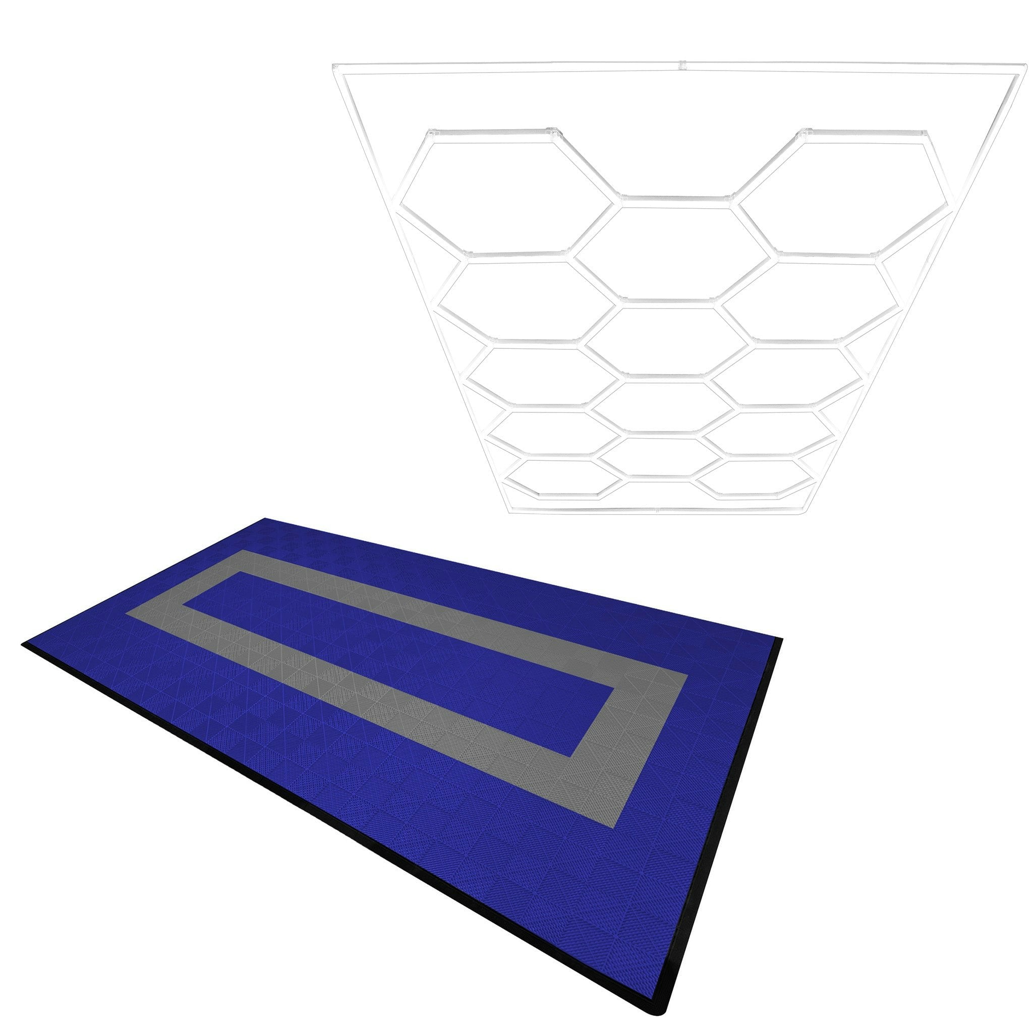 Rackhams Light/Blue/Grey Hexagon Led & Vented Garage Floor Tiles With Edges - 90 & 30