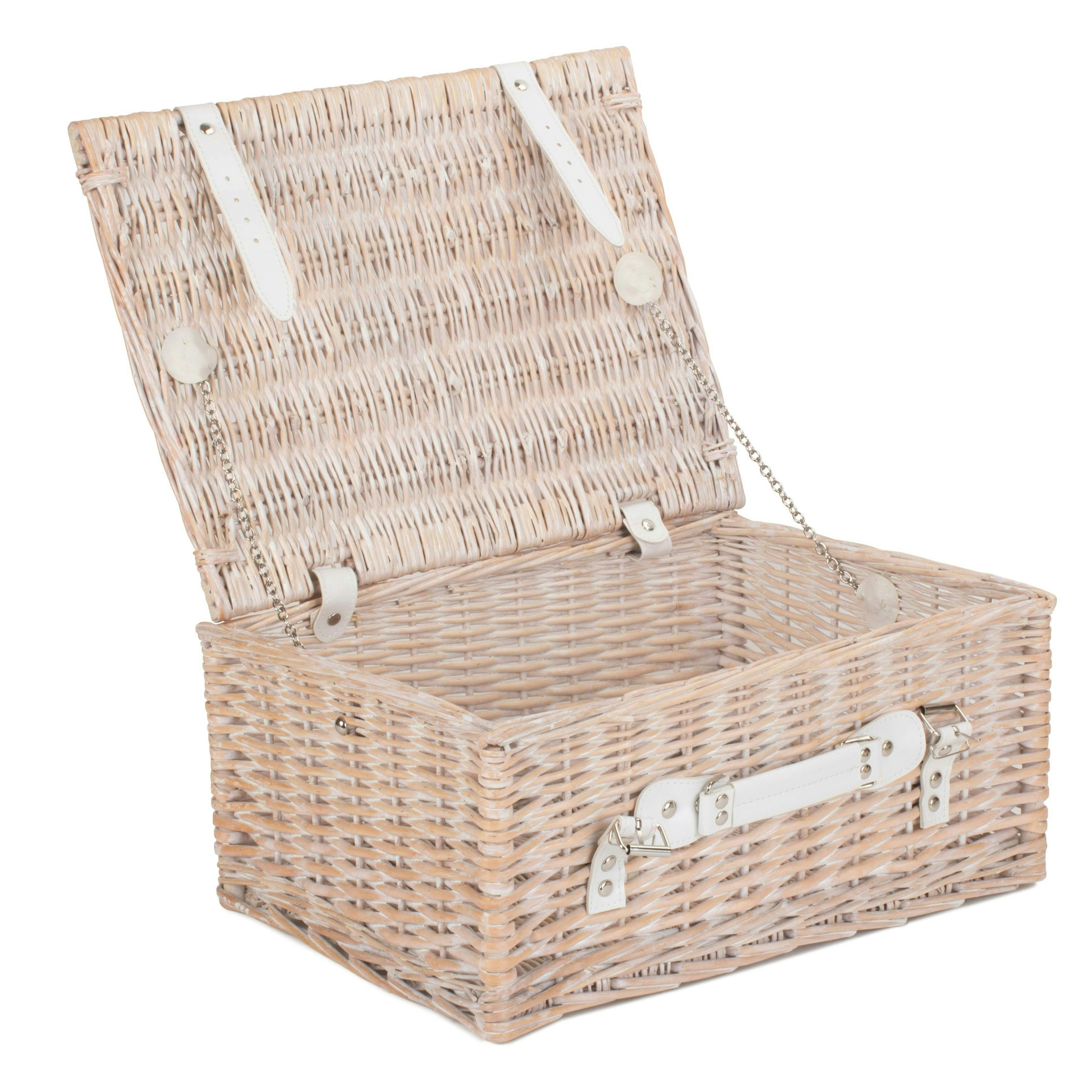 Rackhams White 41Cm Wash Wicker Willow Picnic Basket - Wicker - 1
