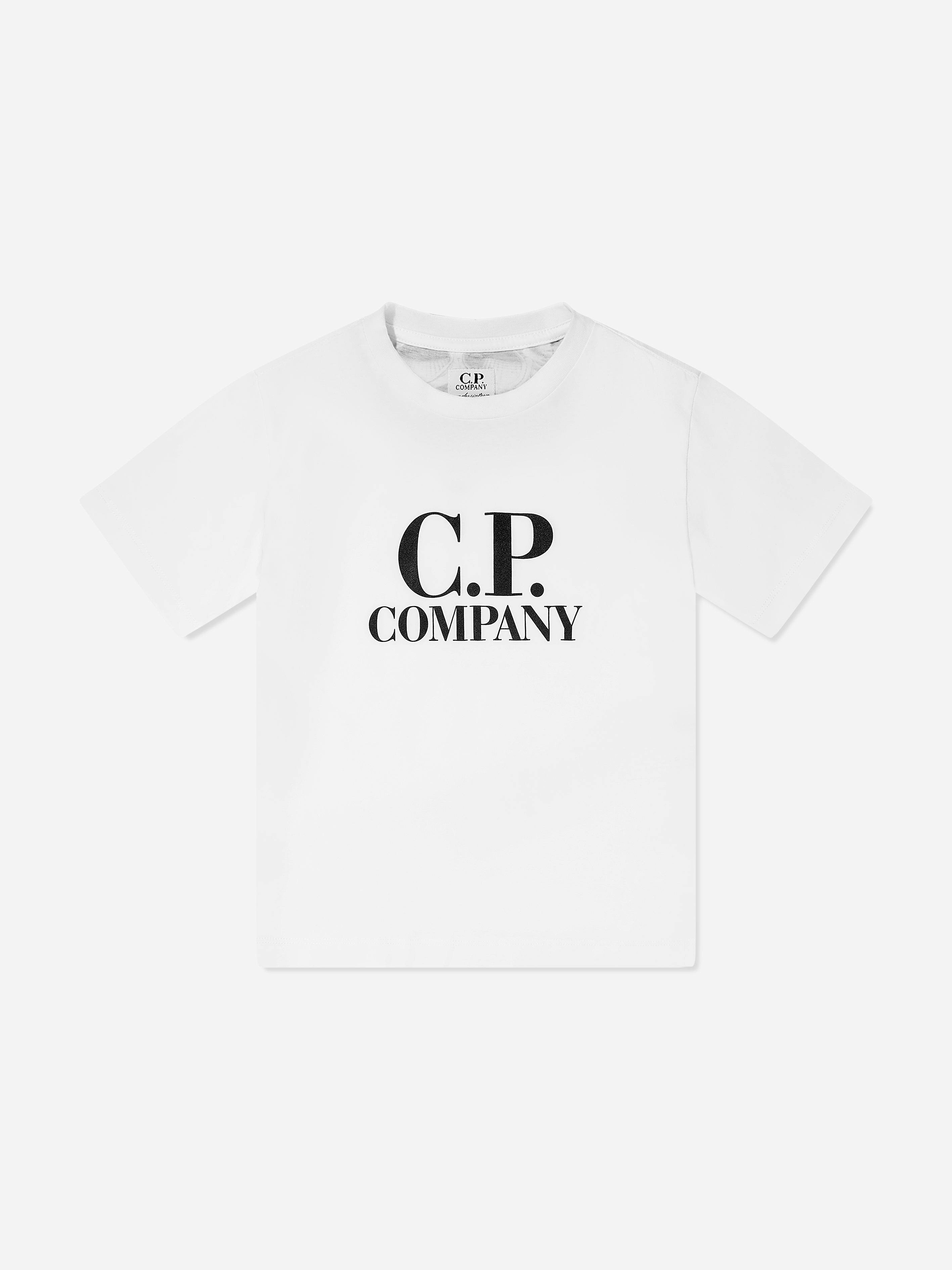 C.p. Company Boys Ivory Cotton Jersey Goggle T-Shirt In - 4 Yrs