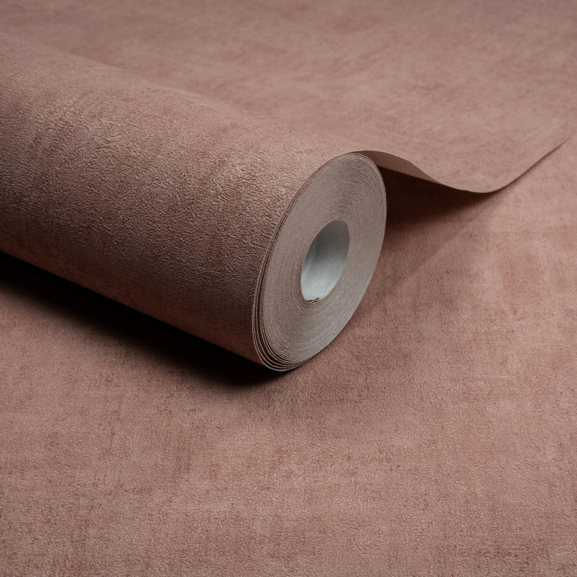 Grandeco Pink Annabella Distressed Limewash Plaster Textured Wallpaper, Blush