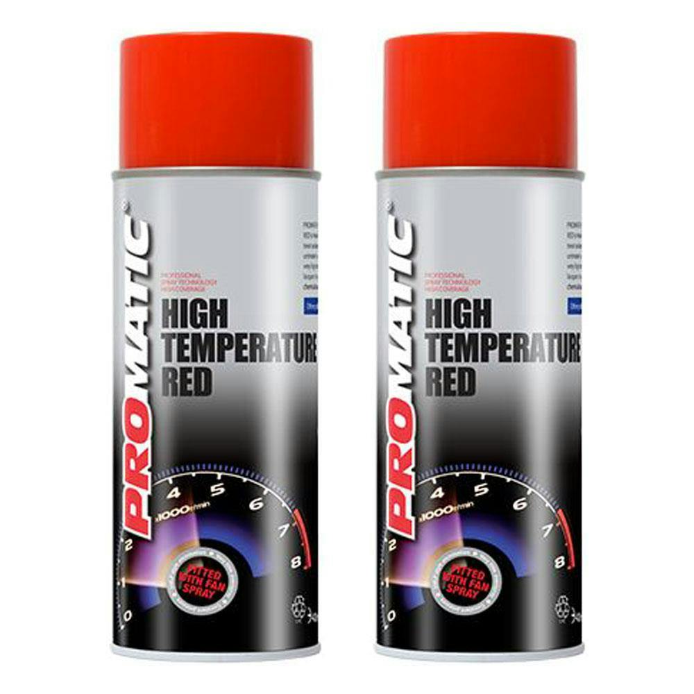 Promatic Red High Temperature Spray Aerosol Paint Multi Purpose HTR400 400ml X2 - Image 10