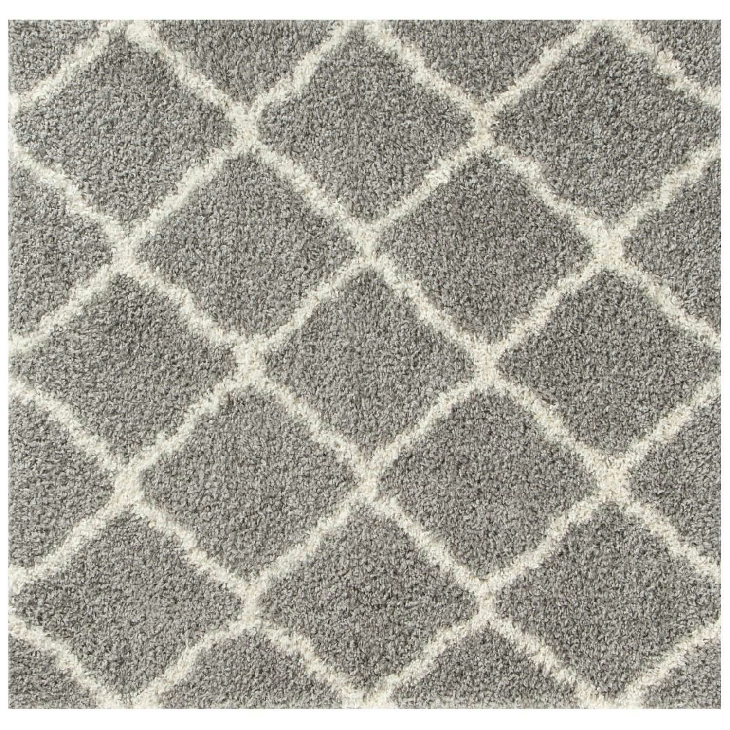 The Rugs Grey Moroccan Shaggy Rug | 710 - 120X120 Cm