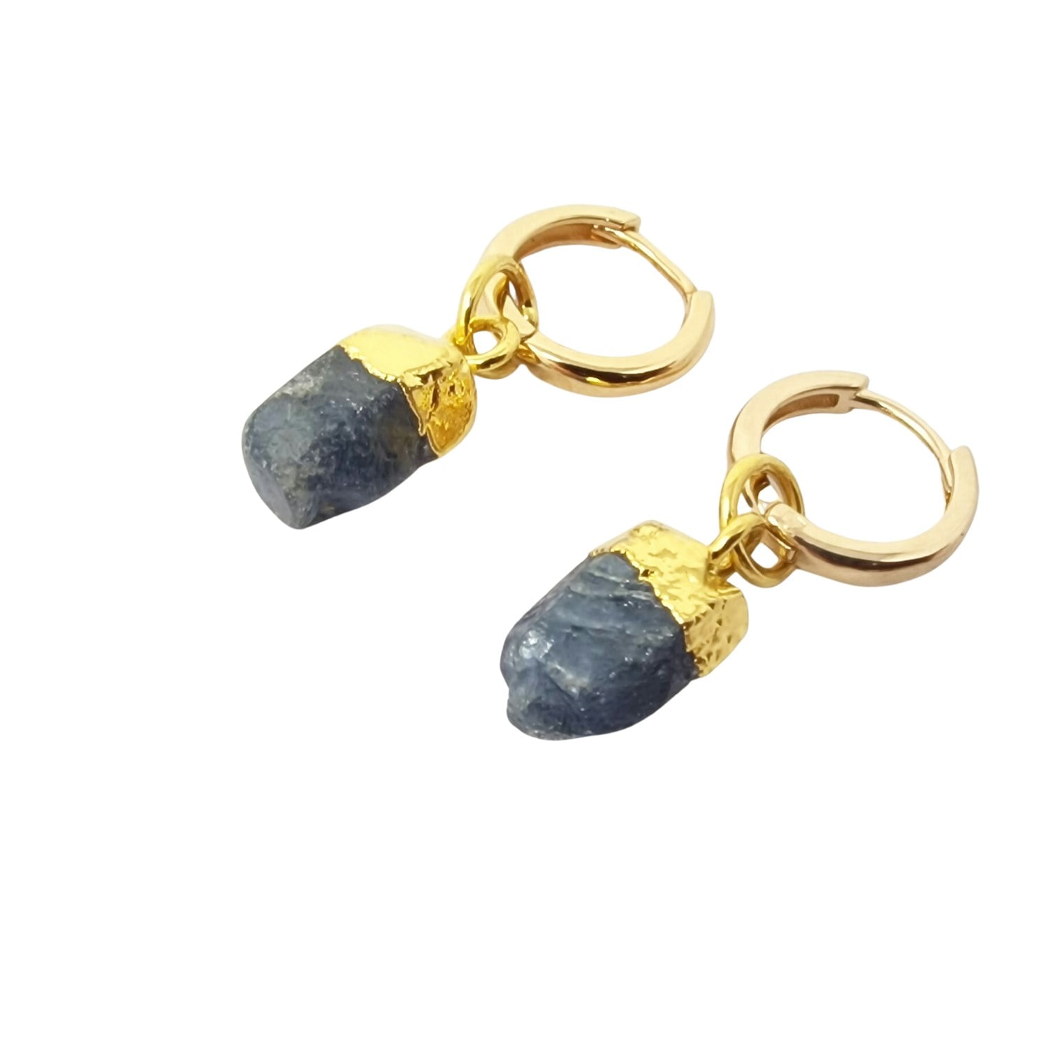 Harfi Gold Raw Sapphire September Birthstone Plated Huggies