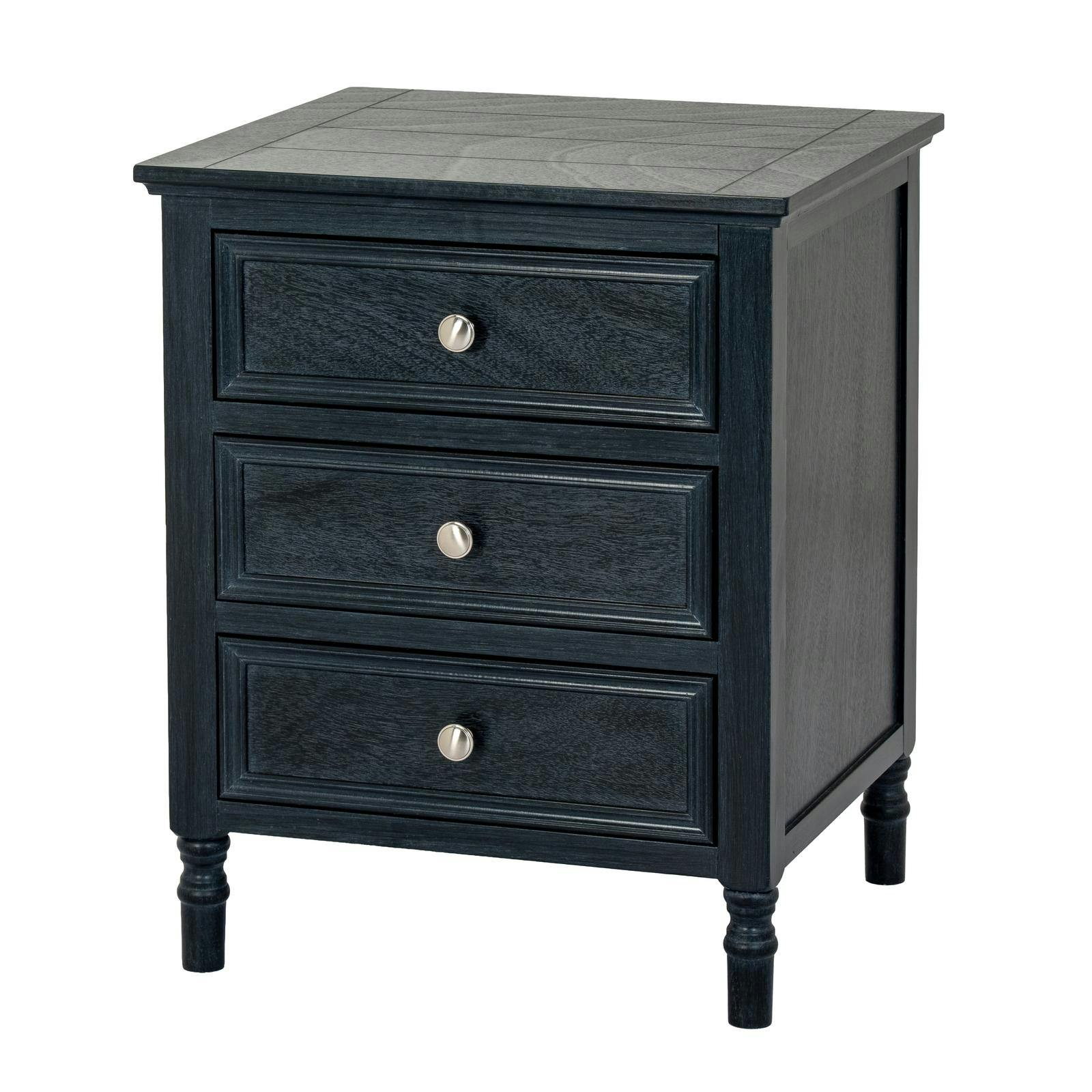 Hill Interiors Black Contour Collection Bedside Table - 59Cm X 43Cm X 48Cm - 100% Mixed