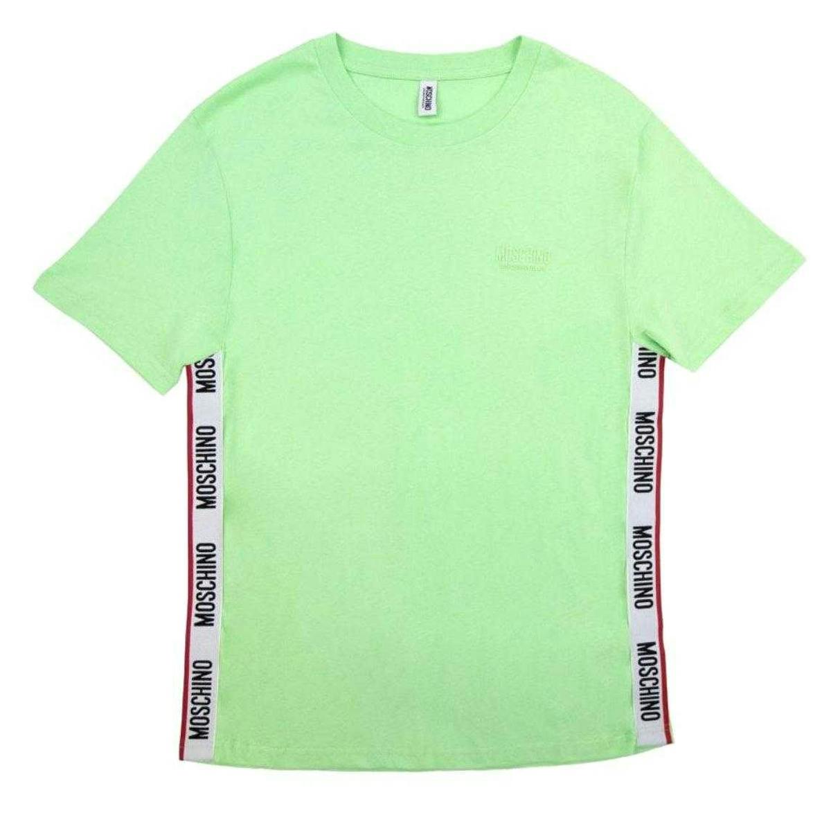 Moschino Men's Green Logo Taped T-Shirt - Xs - 100% Cotton