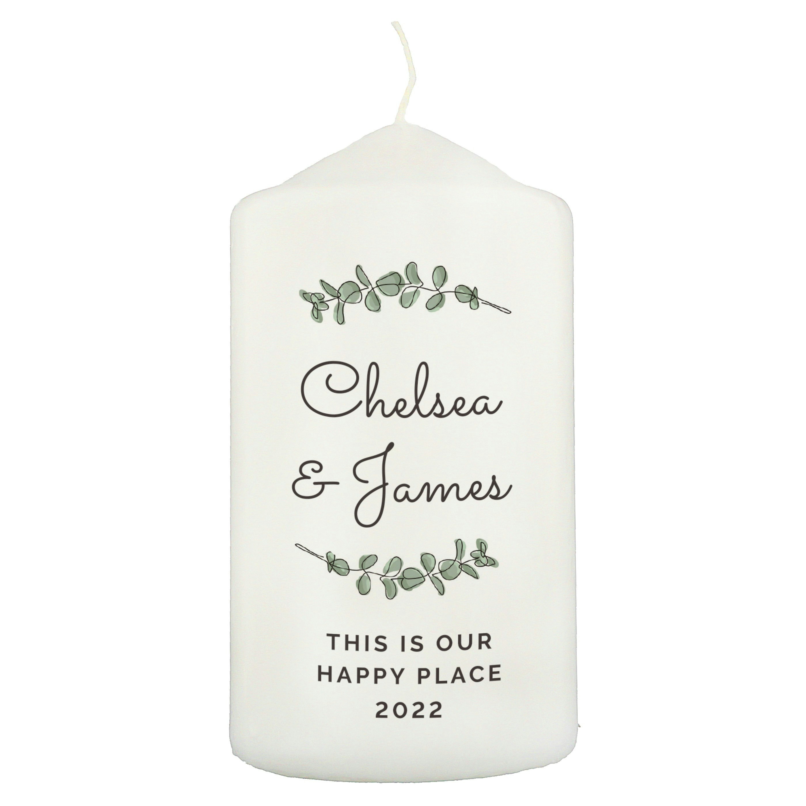 Rackhams Personalised Botanical Pillar Candle