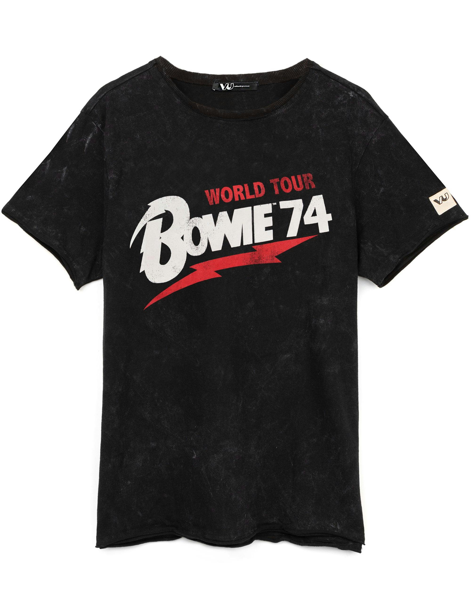 Vanilla Underground Men's Black David Bowie World Tour Graphic Short Sleeved T-Shirt - Small