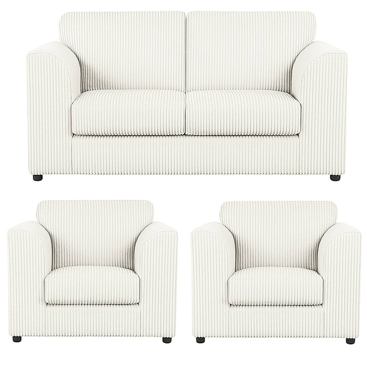 Furnishings For Less Cream Luxor Jumbo Cord 2 Seater And 2 X Armchairs - Full Back