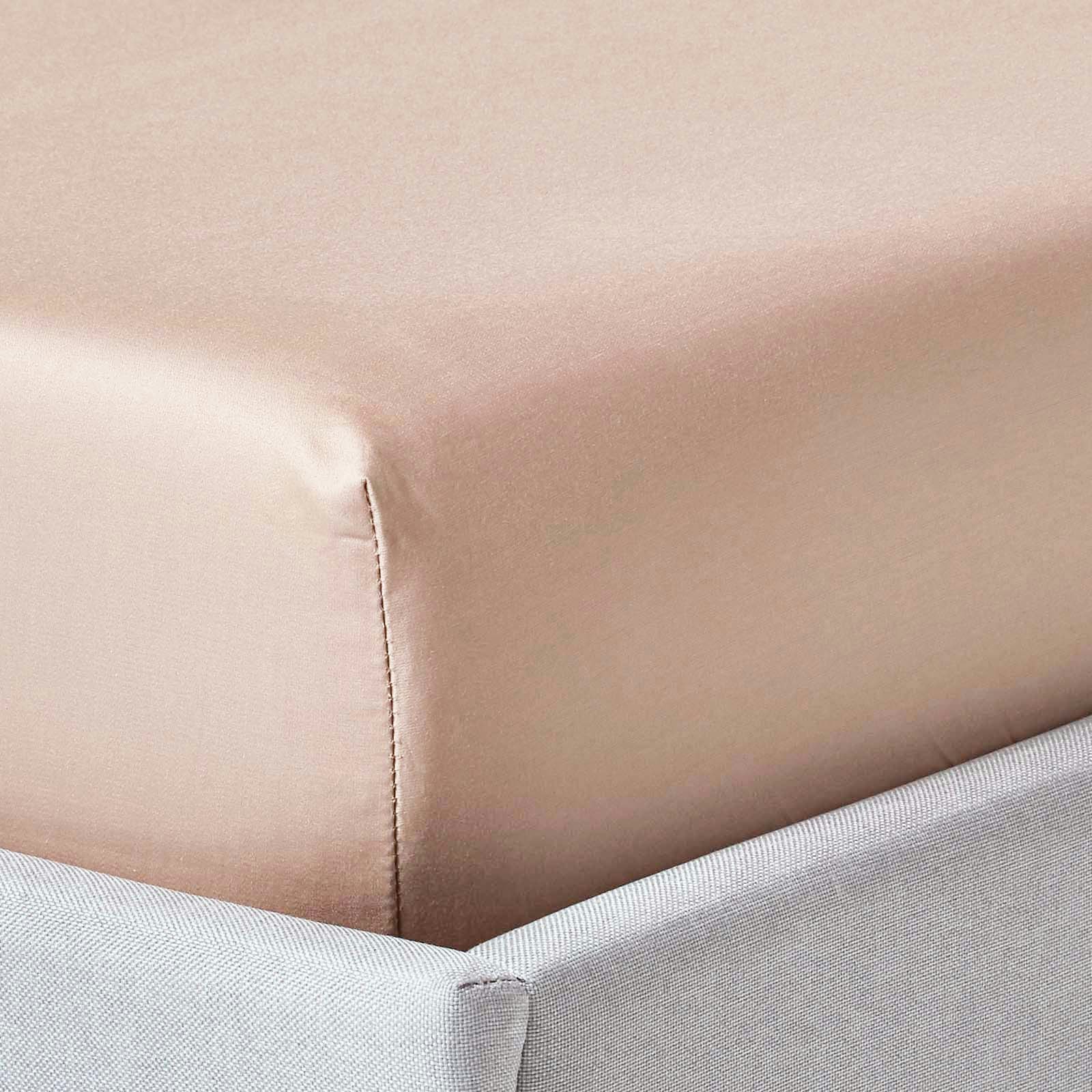 Rackhams Beige Premium 1000 Tc Egyptian Cotton Sateen Weave Fitted Sheet – 30 Cm Deep - Moonlight - Single