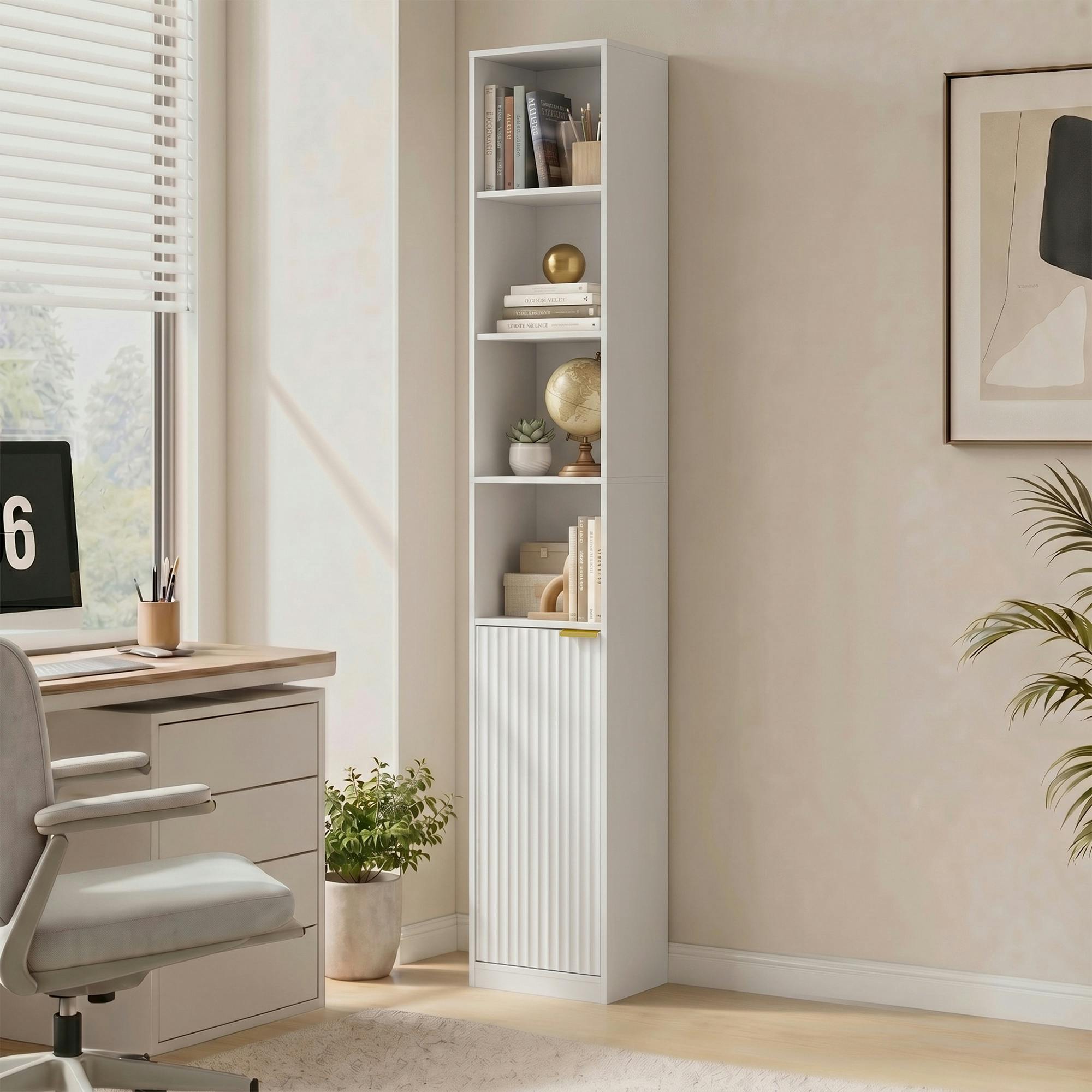 Rackhams White Bookcase Adjustable Shelf 6-Tier - 24