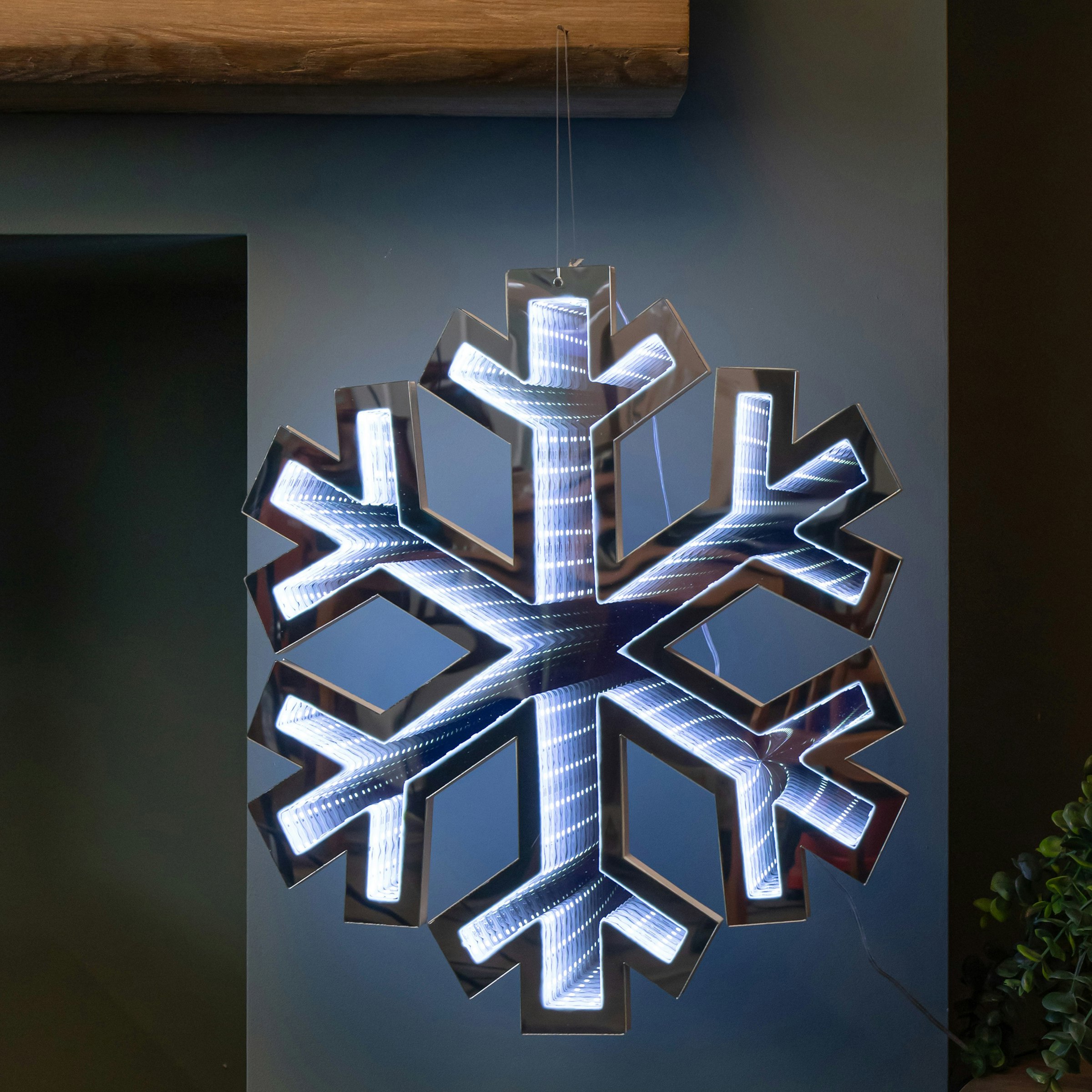 Photos - Fairy Lights Rackhams 40cm Infinity Light up Hanging Christmas Snowflake Decoration with White LEDs