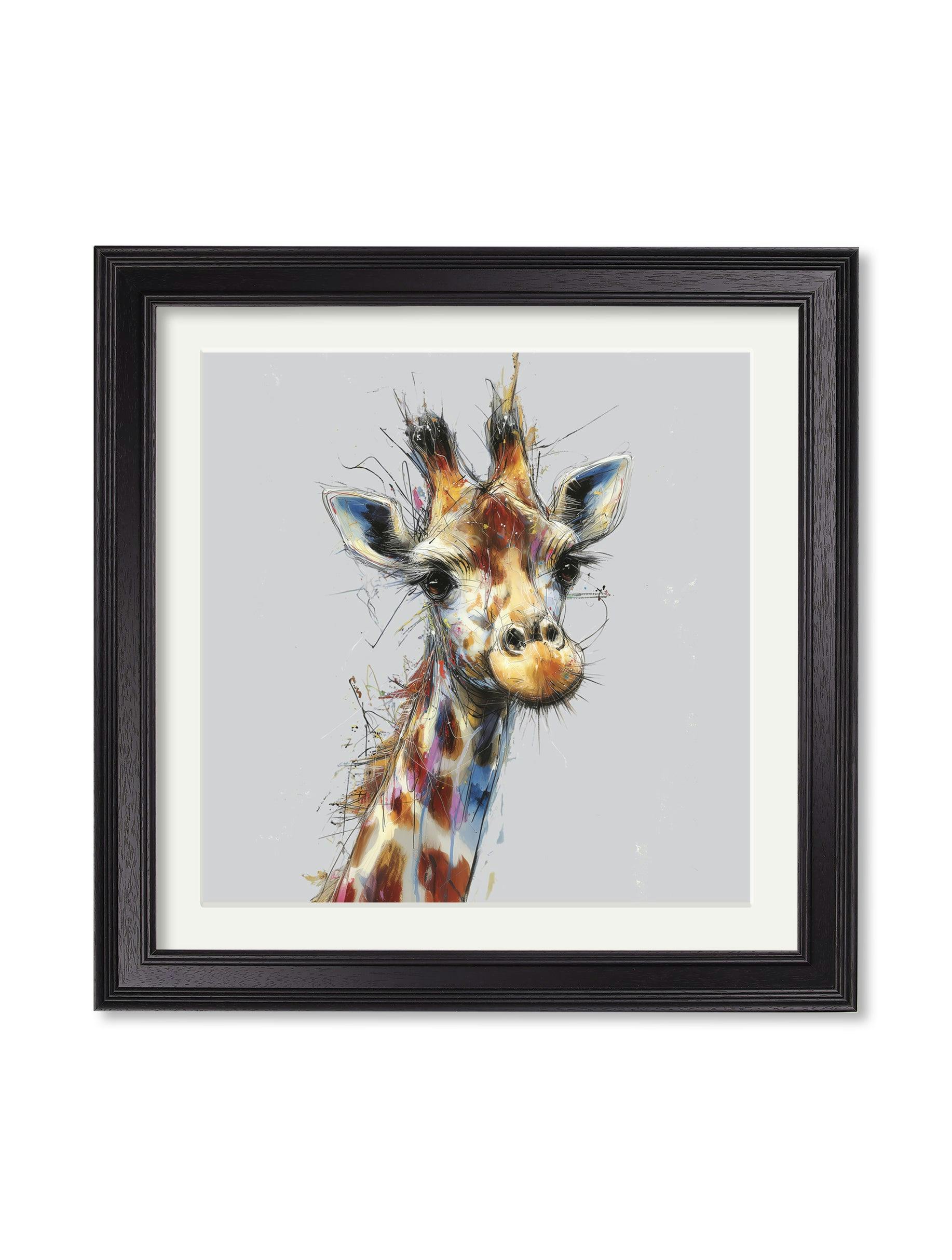 Rackhams Black Tall Giraffe Cosy Sketch - Hurstwood Square Frame - Tall Giraffe Cosy Sketch - 70 X 70Cm