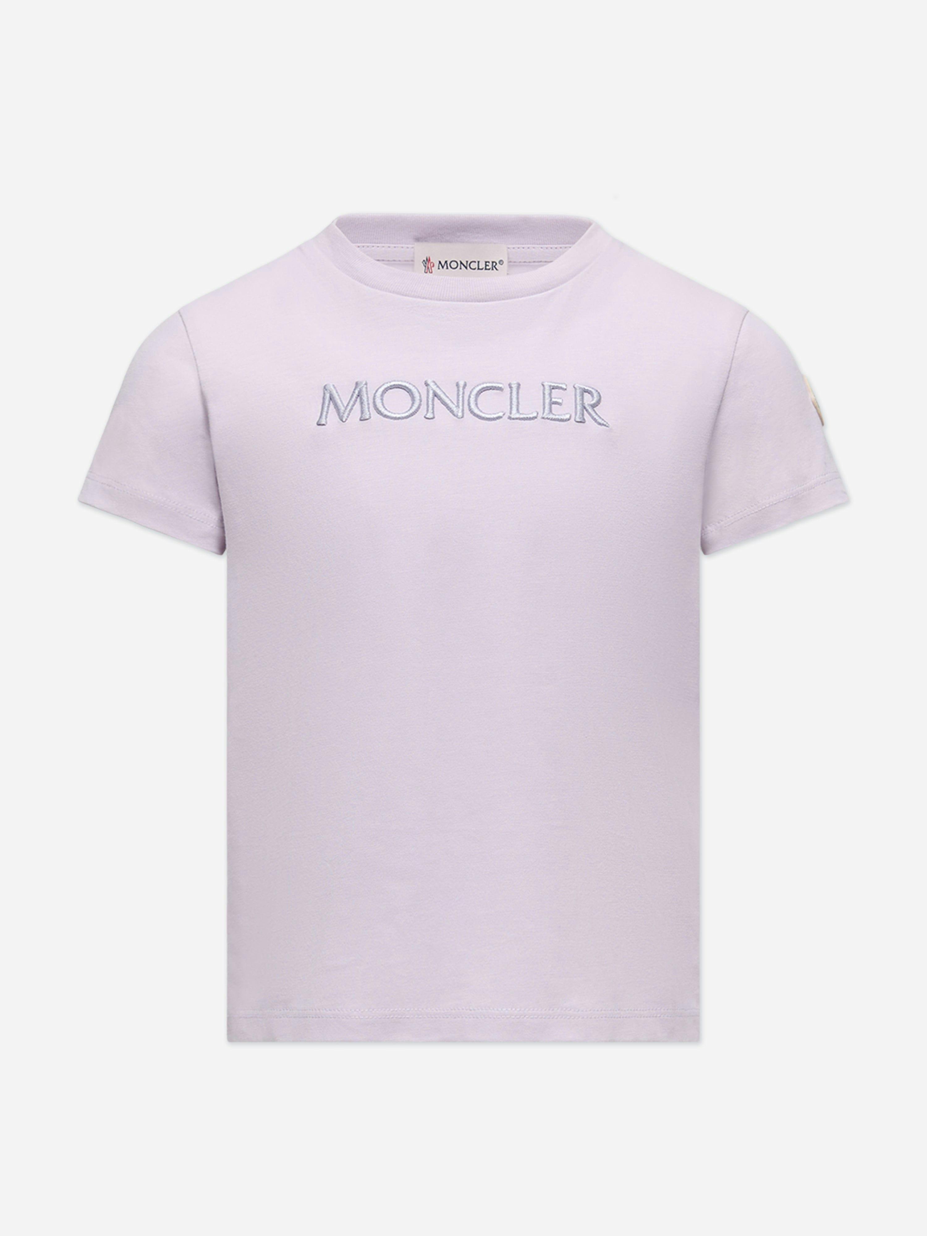 Moncler Enfant Girls Purple Cotton Logo T-Shirt In - 6 Yrs