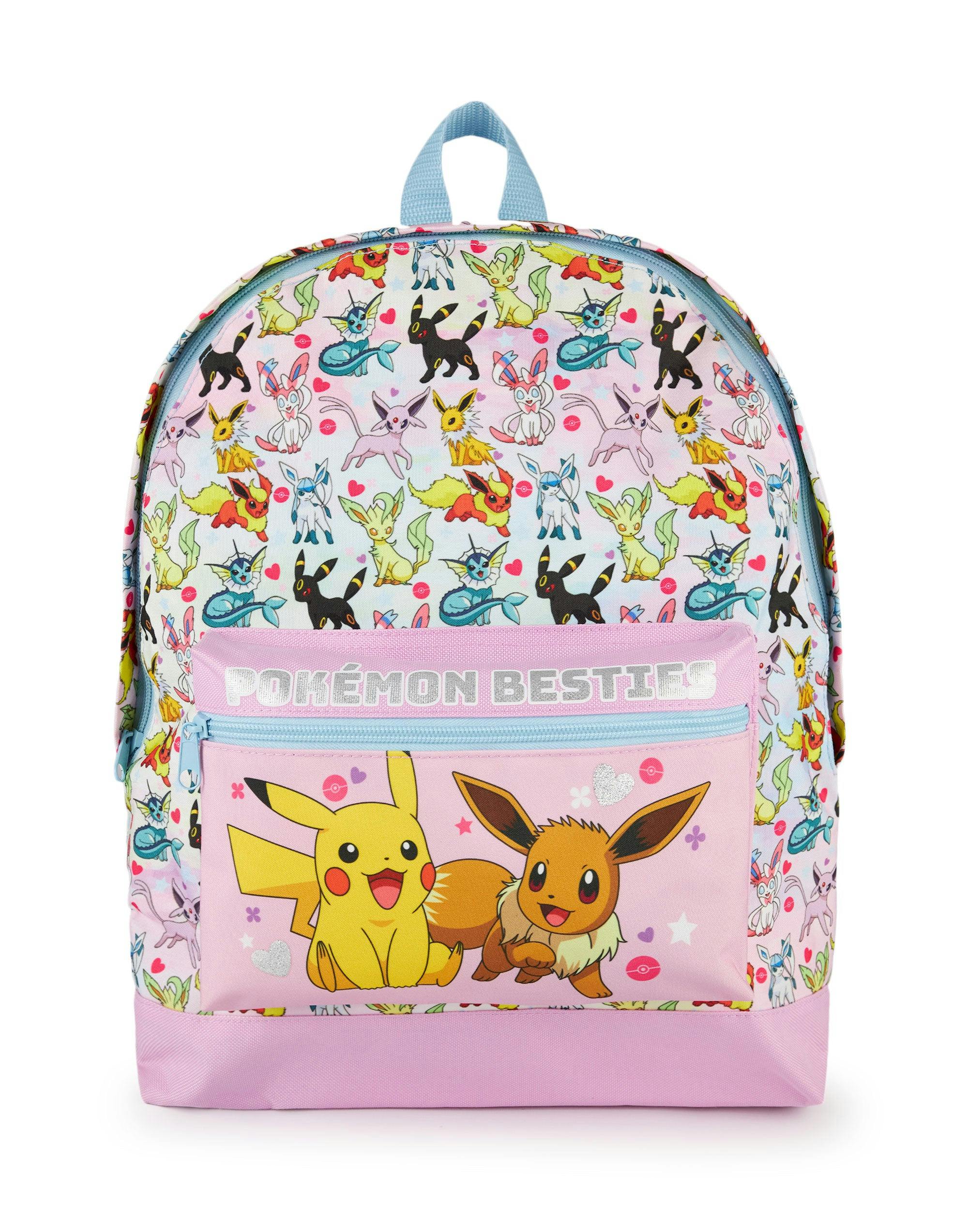 Vanilla Underground Girls Pink Pokemon Multicoloured Front Print Backpack (One Size)