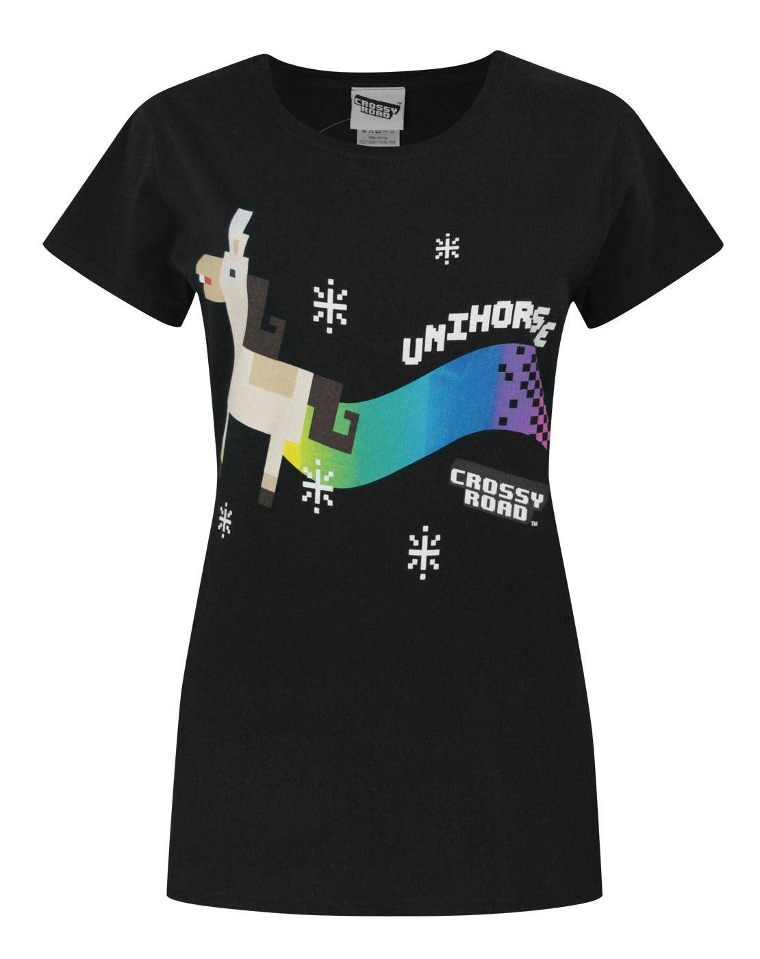 Vanilla Underground Women's Black Crossy Road Unihorse Short Sleeved T-Shirt - XX-Large