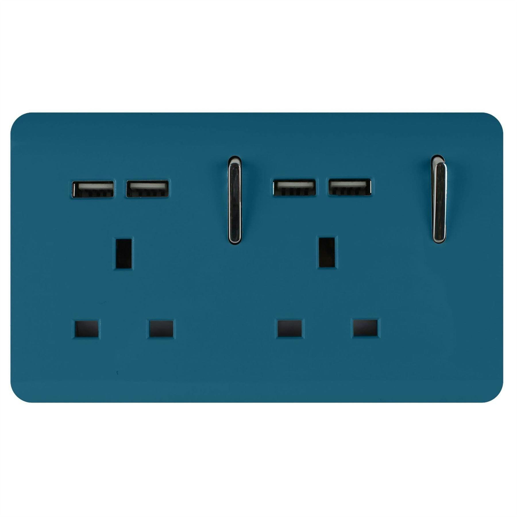 Trendi Switch 2 Gang 4 Port USB Plug Socket Ocean Blue - Image 4