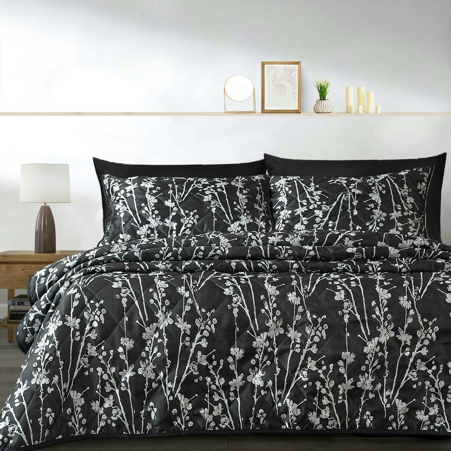 Intimates Firenza Luxury Jaquard Floral Quilted Bedspread Set - Multi - Single