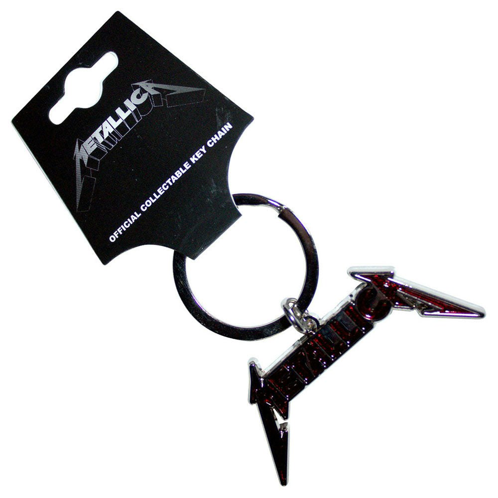 Paradiso Clothing Red Metallica Bright Band Logo Keyring Keychain