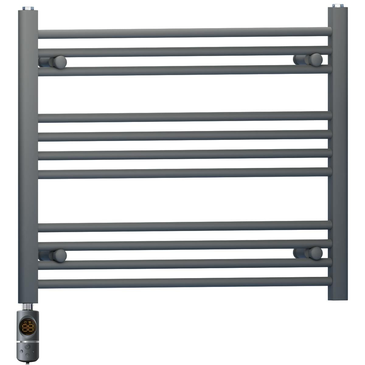 Myhomeware Anthracite/Grey 900 X 600 Mm Electric Bathroom Towel Rail Radiator Heater With Af Thermostatic Electric Element Pre-Filled