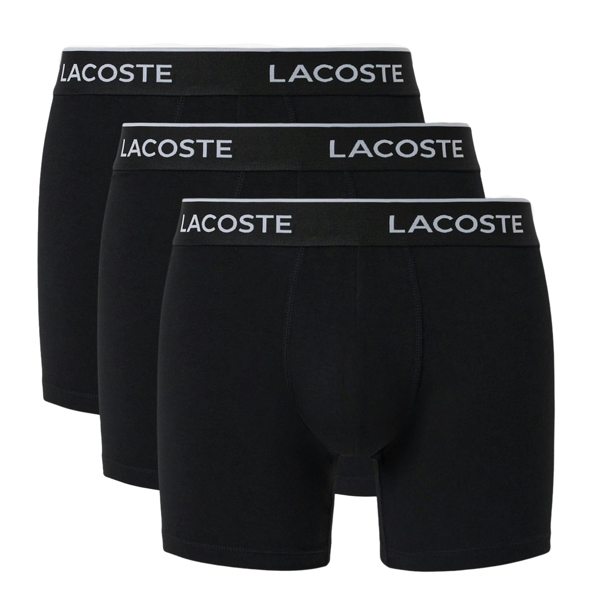 Lacoste Black 3 Pack Cotton Stretch Boxer Briefs - M