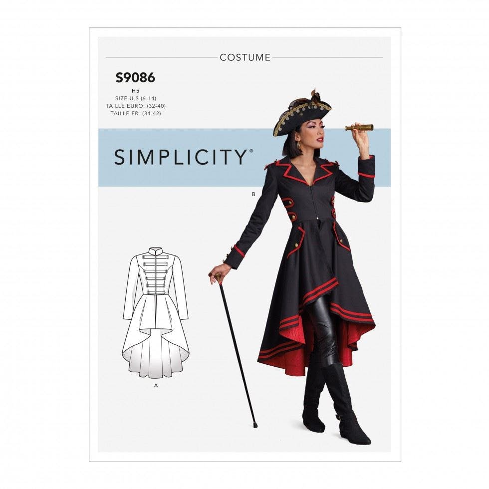 Simplicity Women's Sewing Pattern 9086, Costumes, Coats For H5 (6-8-10-12-14) - Intermediate - H5 (6-8-10-12-14)