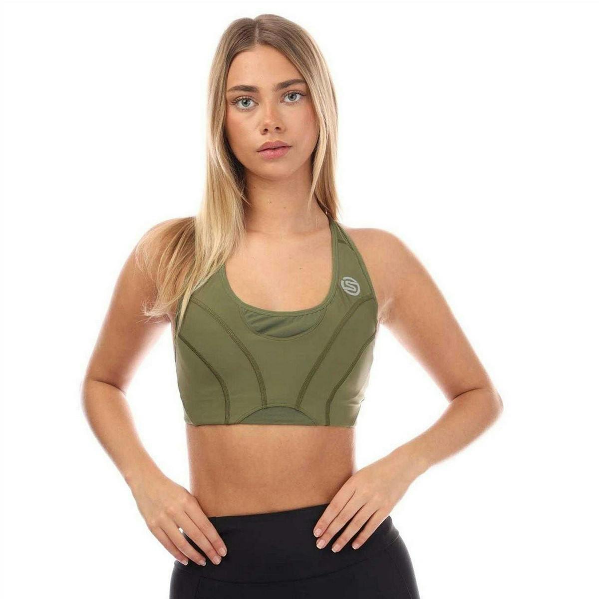 Skins Women's Green Series-3 Sports Bra - Khaki - S - Khaki - 100% Mixed