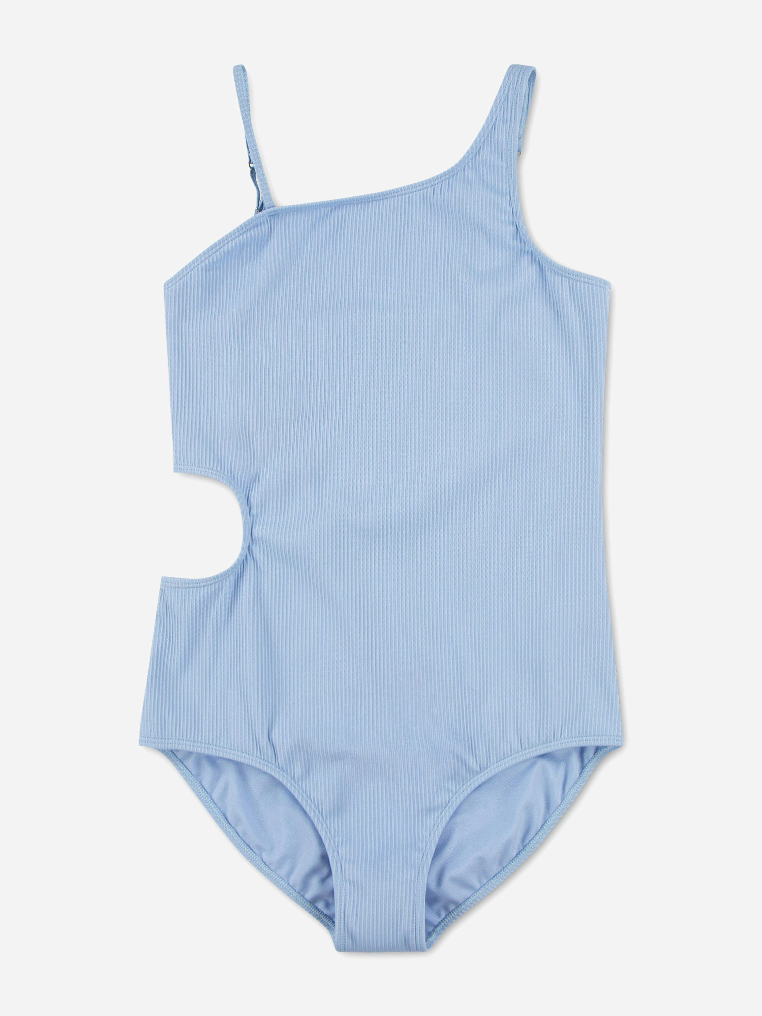 Abercrombie & Fitch Girls Blue Asymmetrical Cutout Swimsuit In - 9 - 10 Yrs