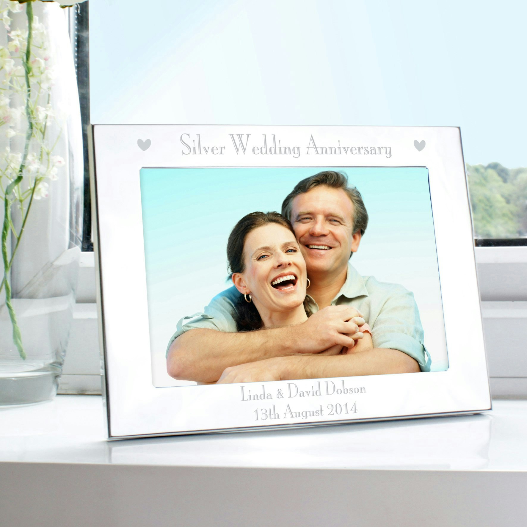 Rackhams Silver Personalised Anniversary 5X7 Landscape Photo Frame