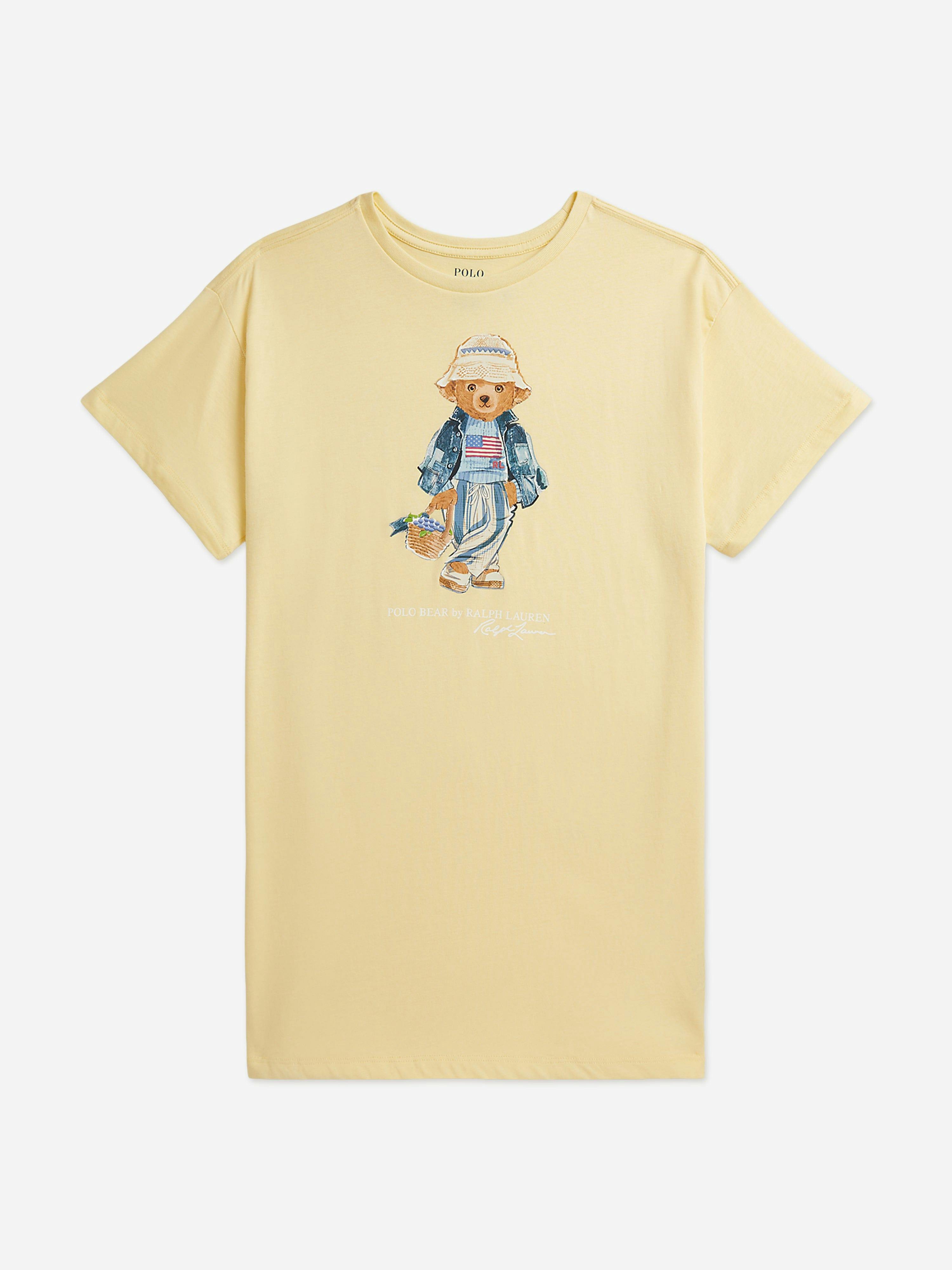 Ralph Lauren Kids Girls Yellow Ralph Lauren Polo Bear Jersey Dress In - 7 Yrs