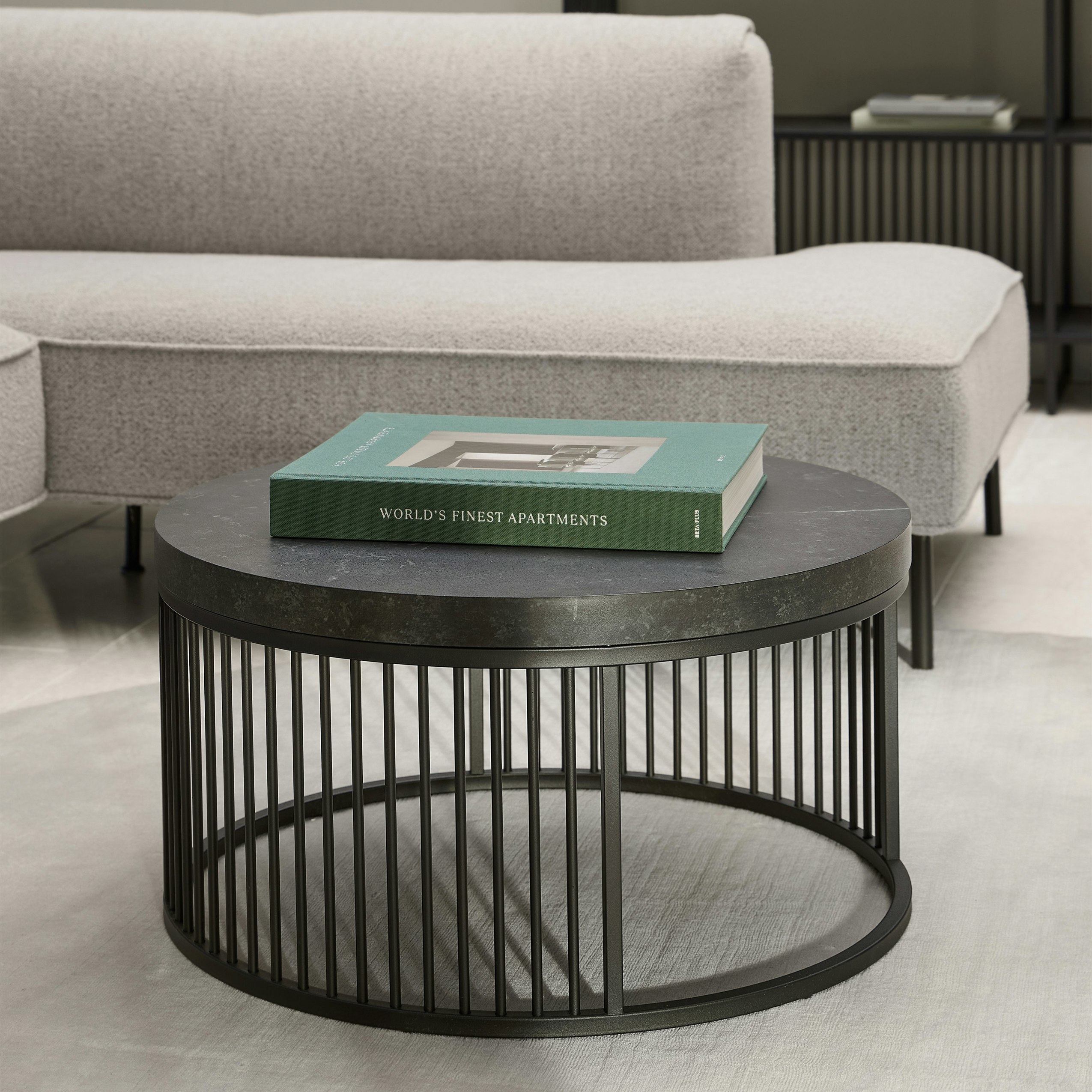 Furniture To Go Black Strington Round Coffee Table In Matt - 65