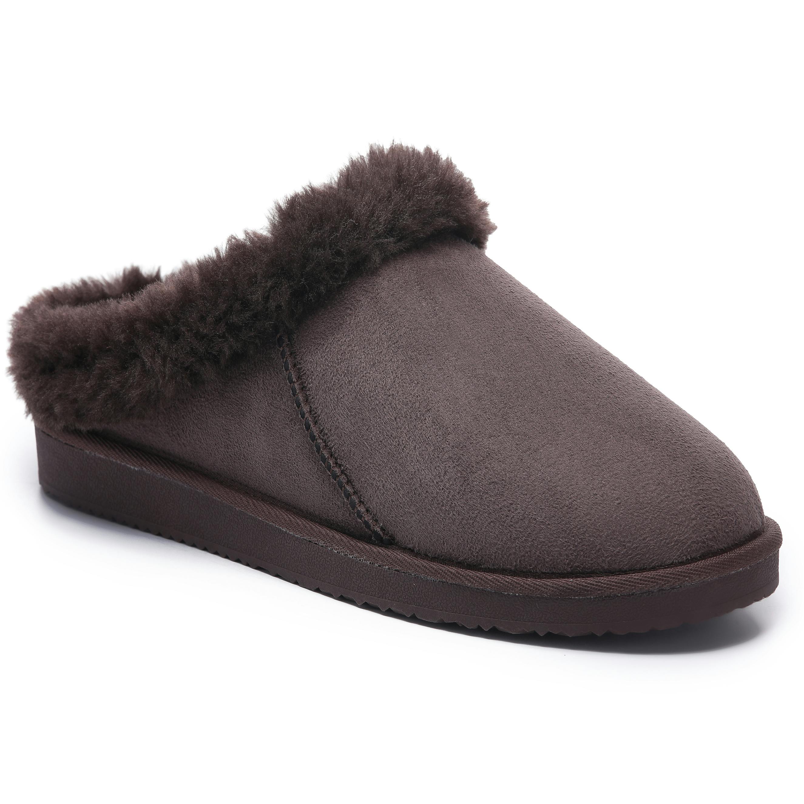 Viva Women's Polar Faux Suede Clog Style House Slippers – Shearling-Lined - 5 - Mocha
