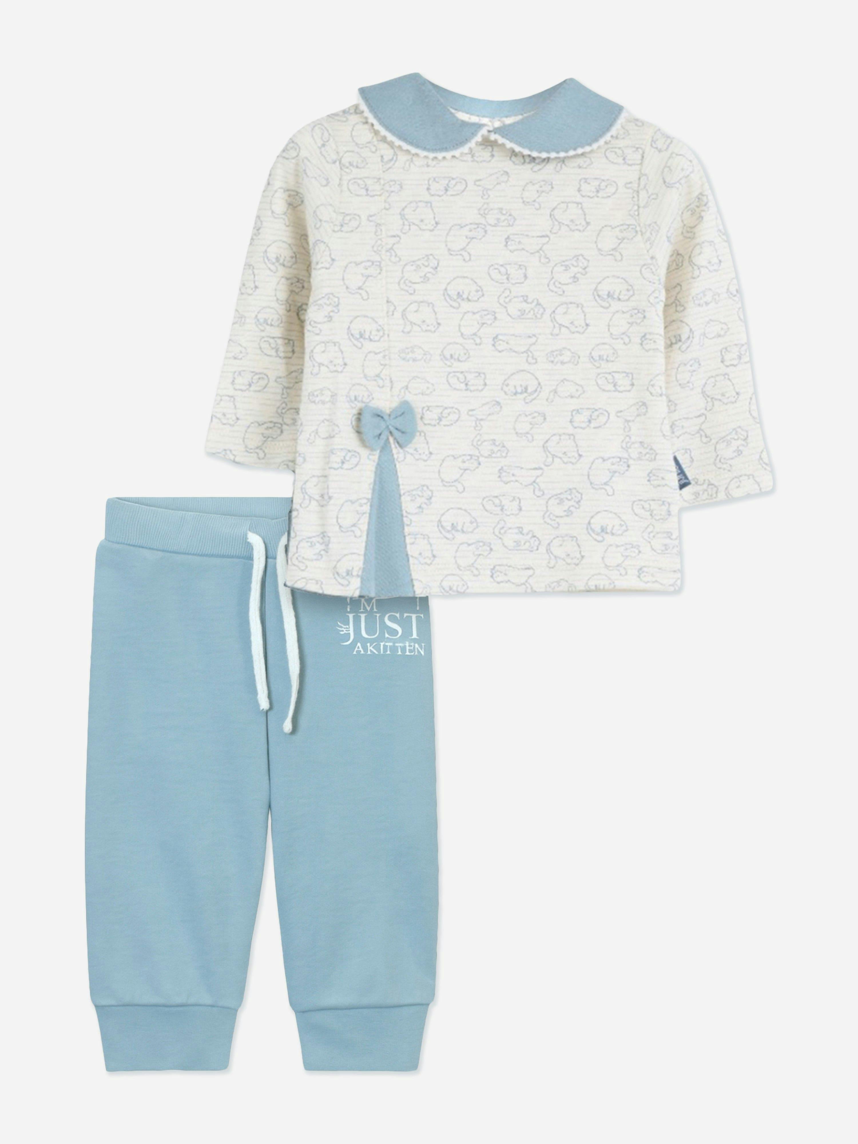 Mininio Women's Blue Baby Girls Blouse And Trouser Set In - 9-12 Mths