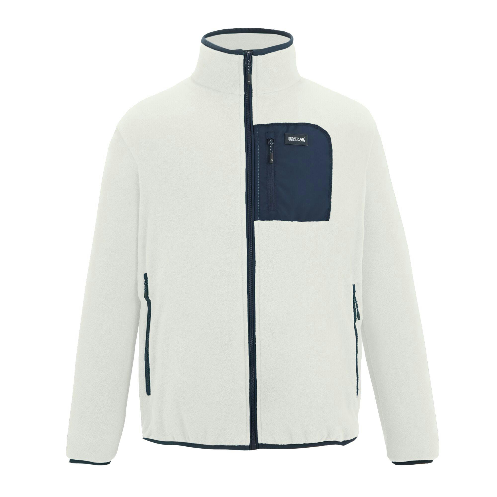 Regatta Men's White Frankie Full Zip Fleece Jacket - Stone/Navy - M - Stone/Navy - 70% Polyester/30% Recycled Polyester