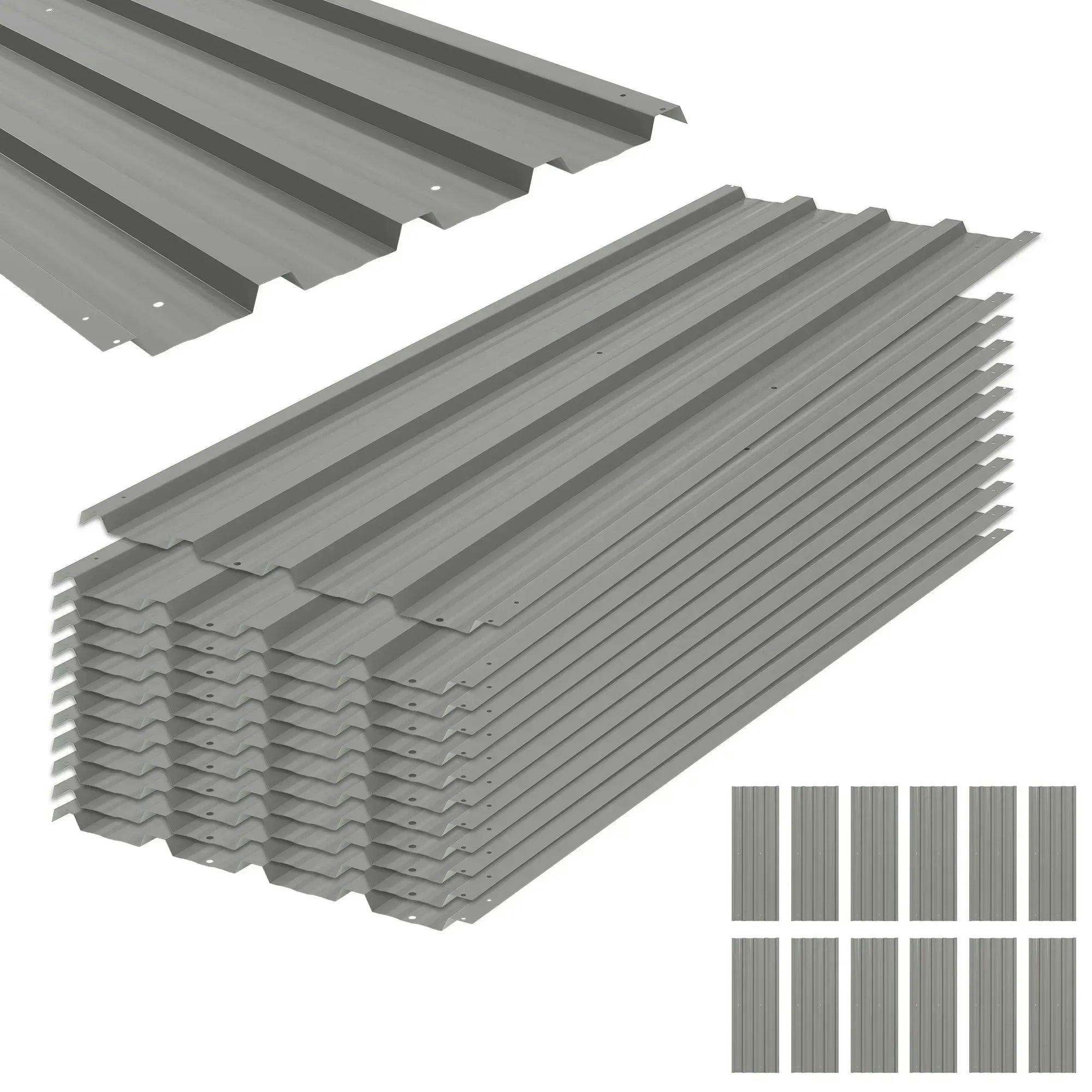 Outsunny Unisex Light Grey Pack Of Metal Roofing Sheets For Greenhouse, Size 12 - Image 4