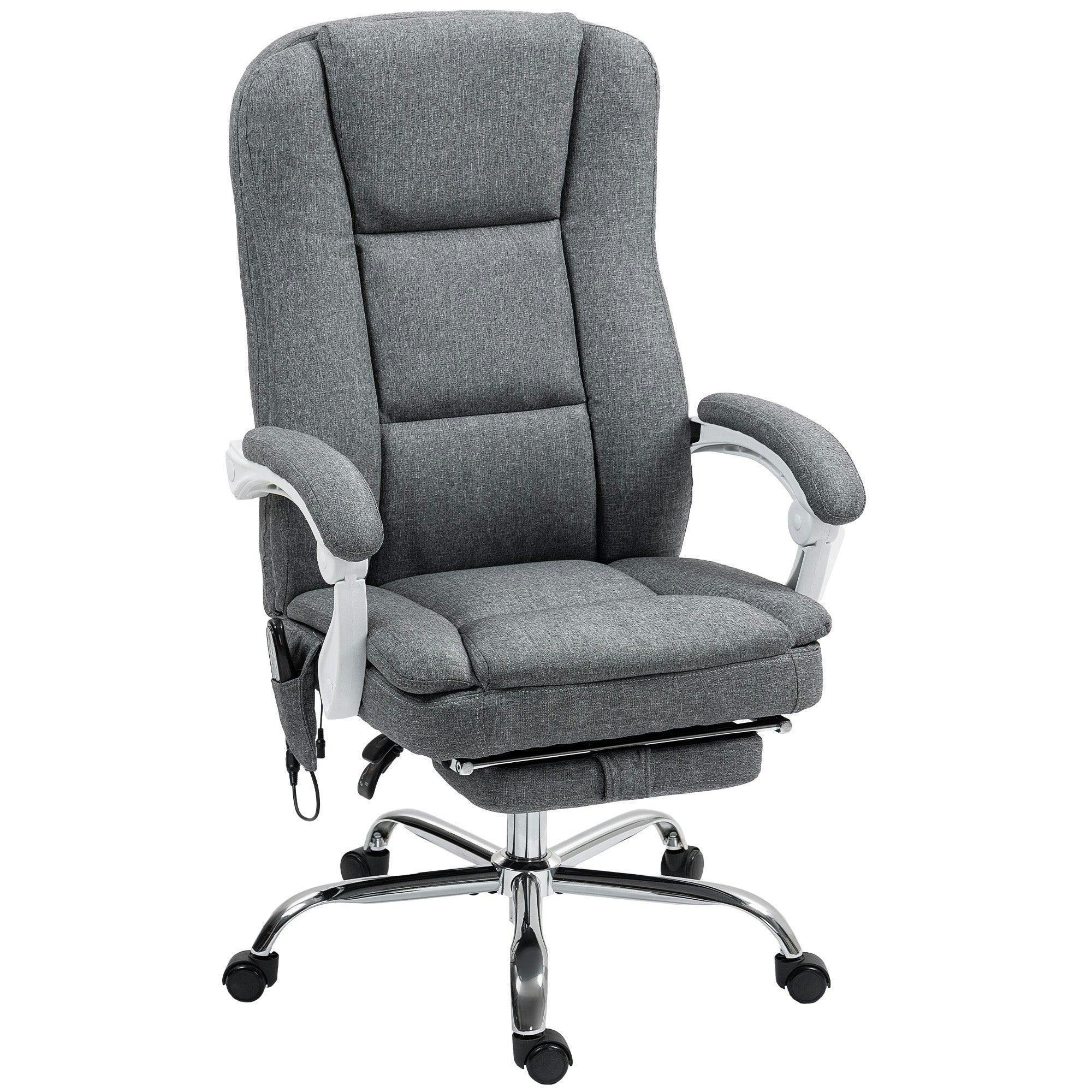 HOMCOM Massage Office Chair, Heated Reclining Desk Chair with Footrest, Grey - Image 9