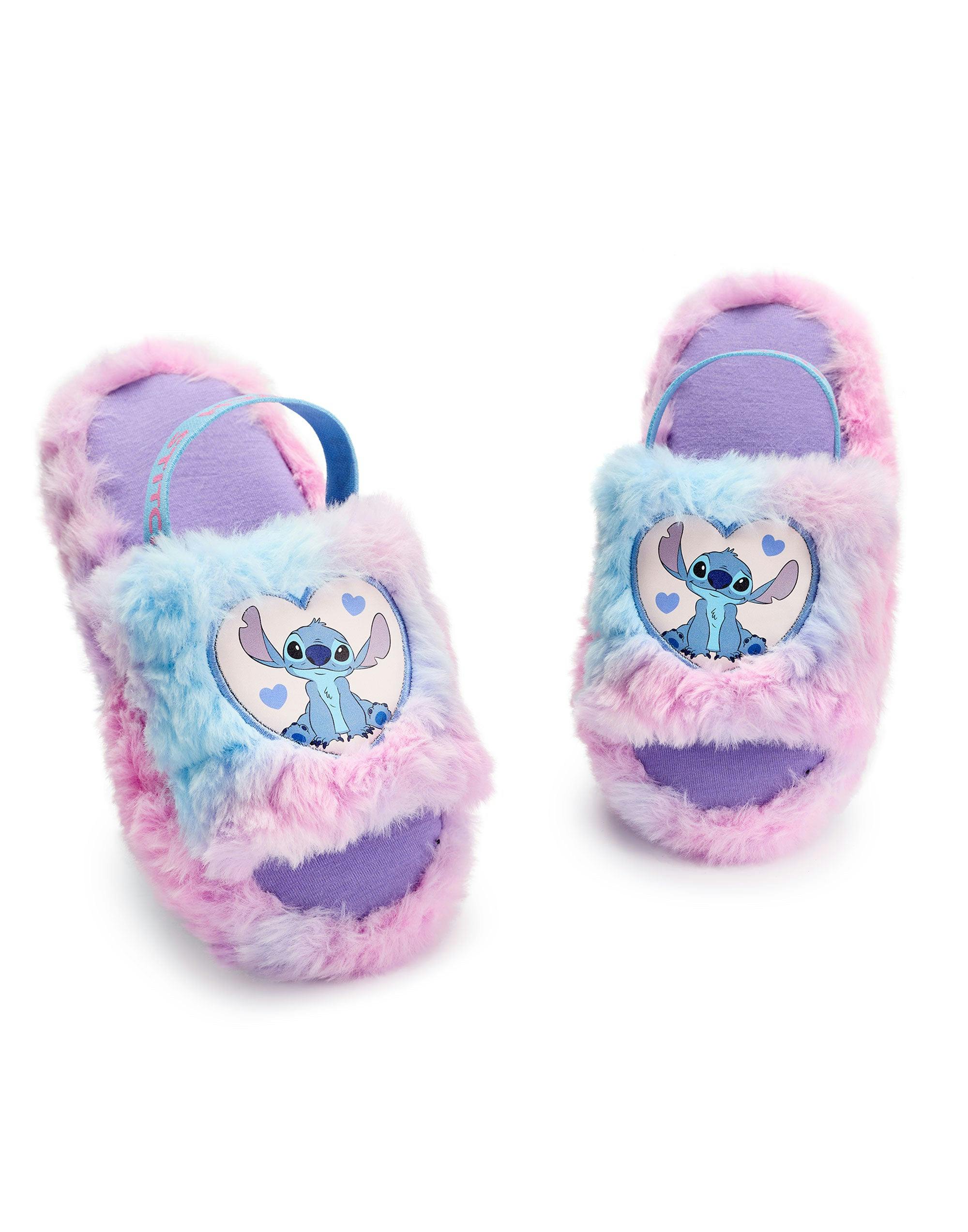 Vanilla Underground Girls Pink/Blue Disney Multicoloured Fluffy Ombre Stitch Character Slider Slippers [Dis] - 5 Uk Child