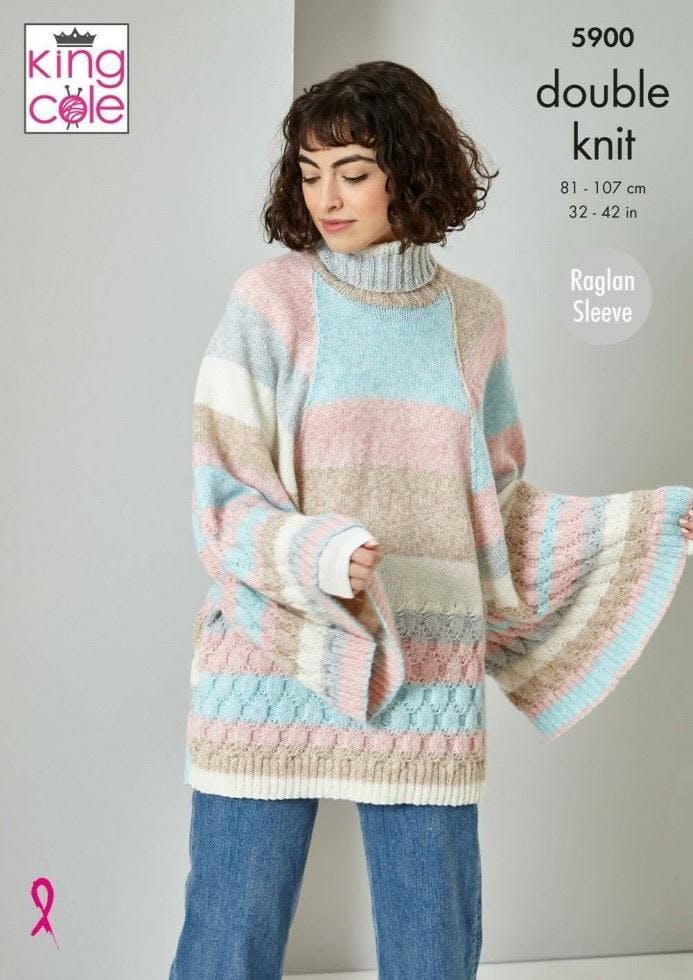 King Cole Women's Multicolor 5900 Knitting Pattern Cardigan Sweater And Scarf In Harvest Dk, 32" - 42" - Image 5